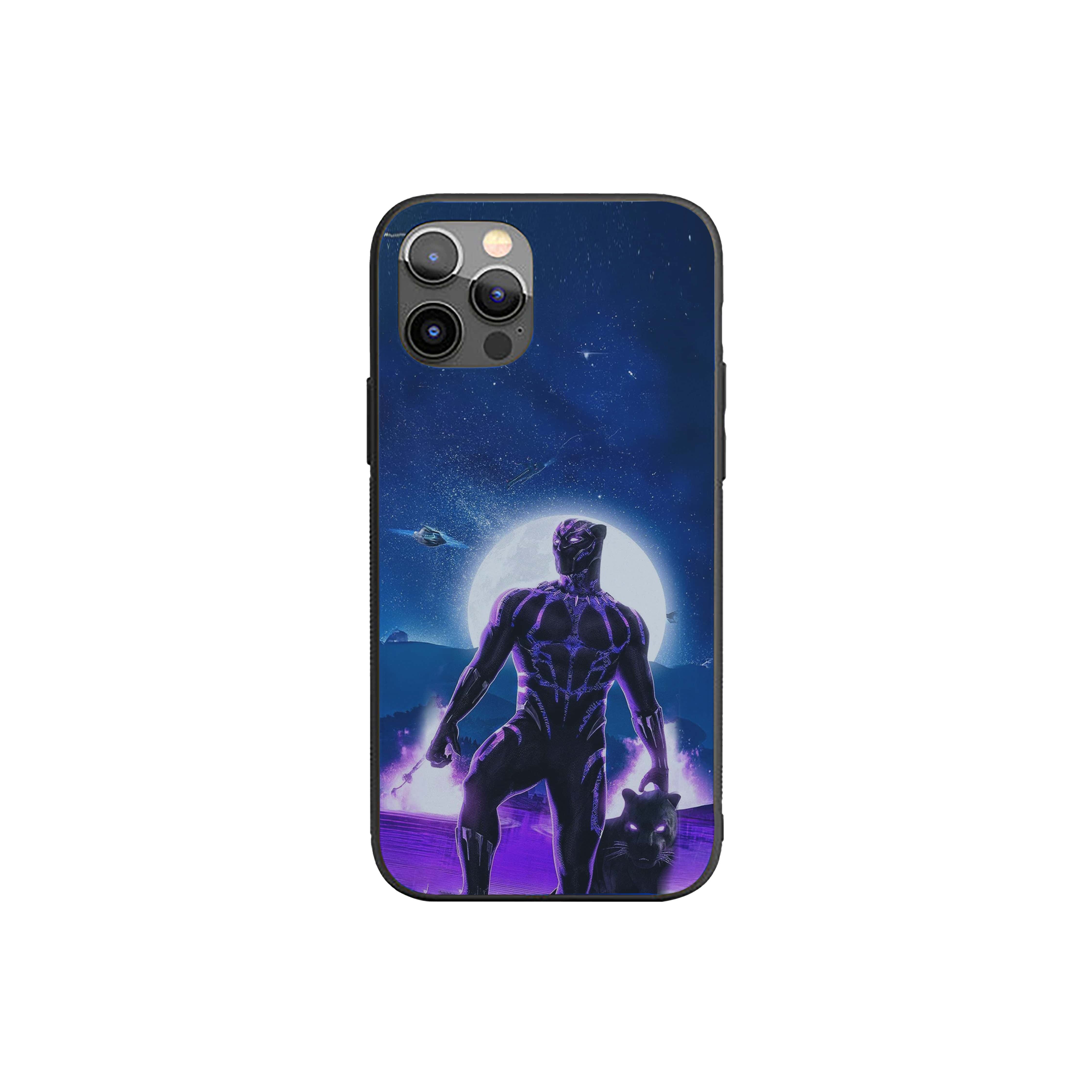 Black Panther in a stylized illustration Silicone Armored Phone Case