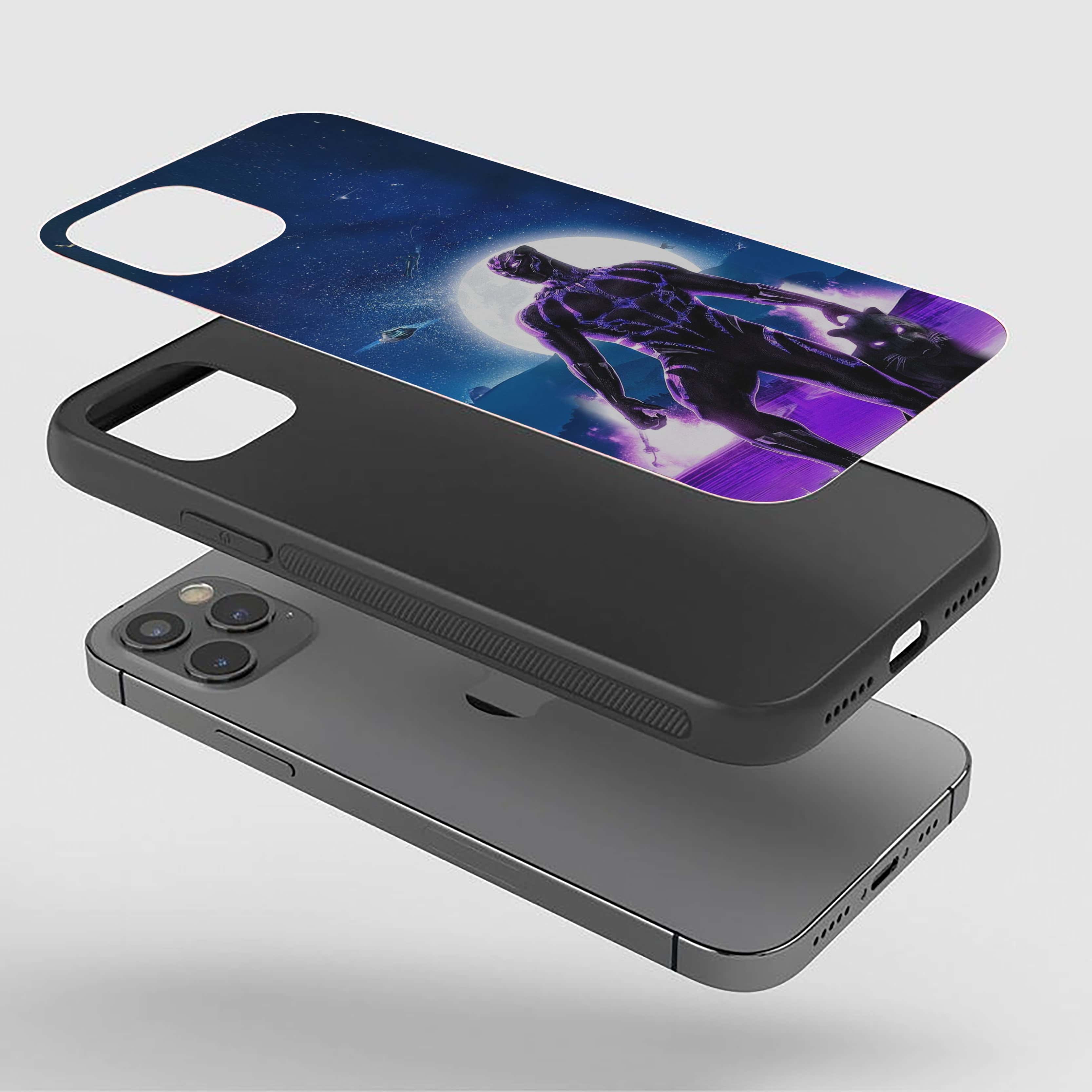 Black Panther in a stylized illustration Silicone Armored Phone Case