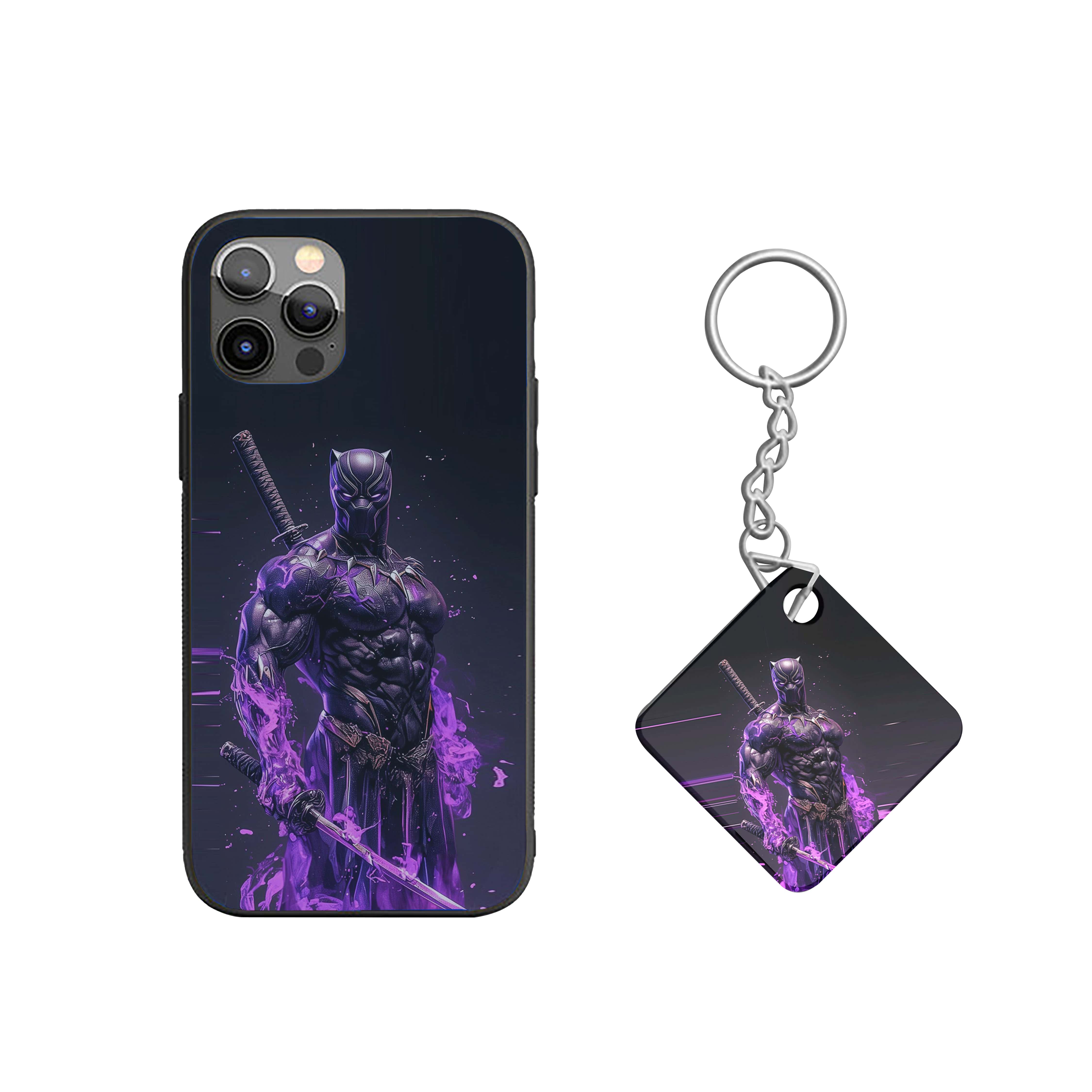 Black Panther with two katana-style swords Silicone Armored Phone Case