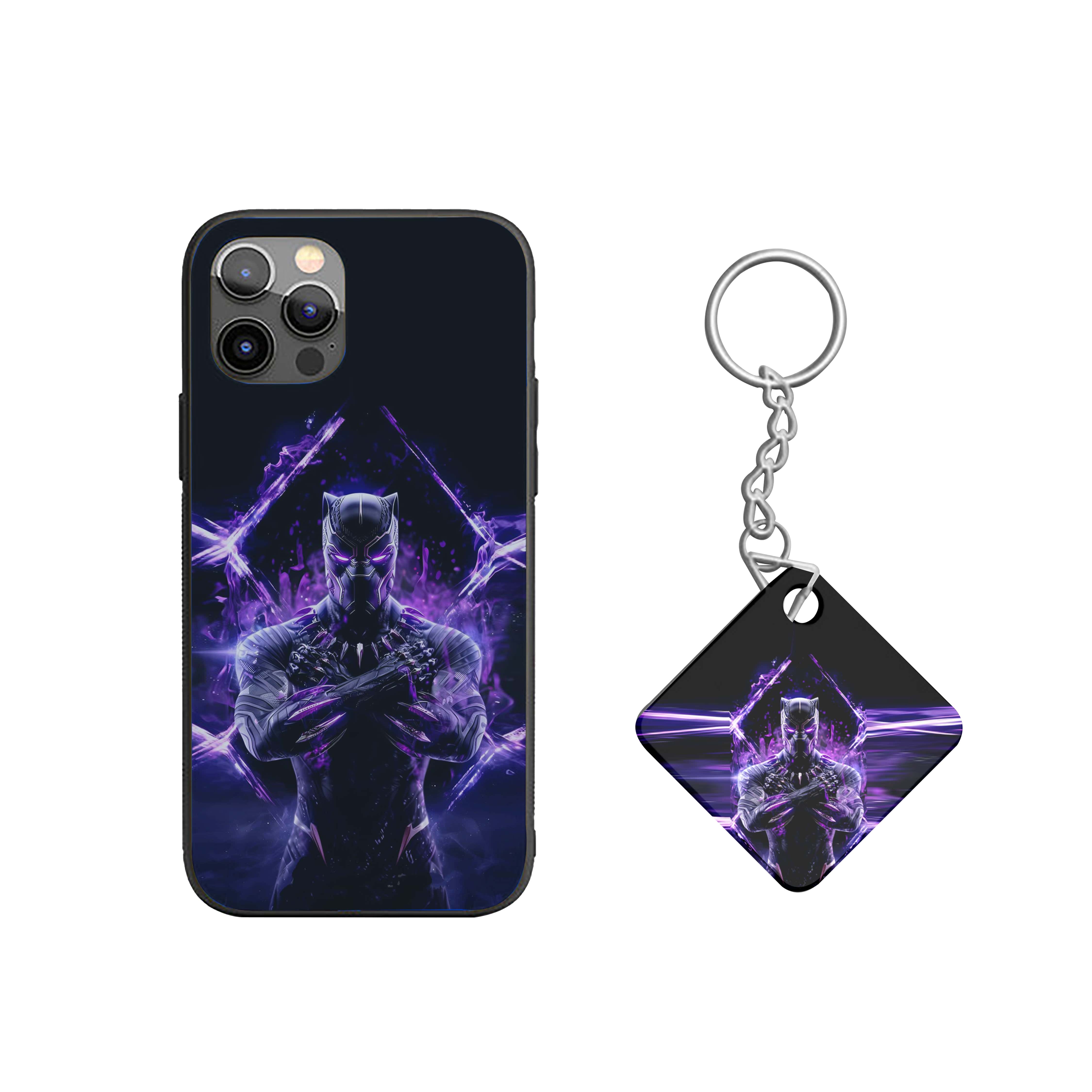 Black Panther purple energy effects Silicone Armored Phone Case