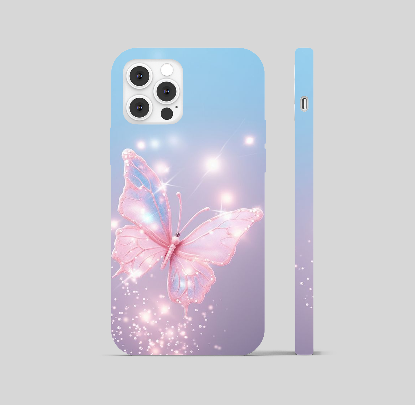 Pink Butterfly with Glitter effects Phone Cover