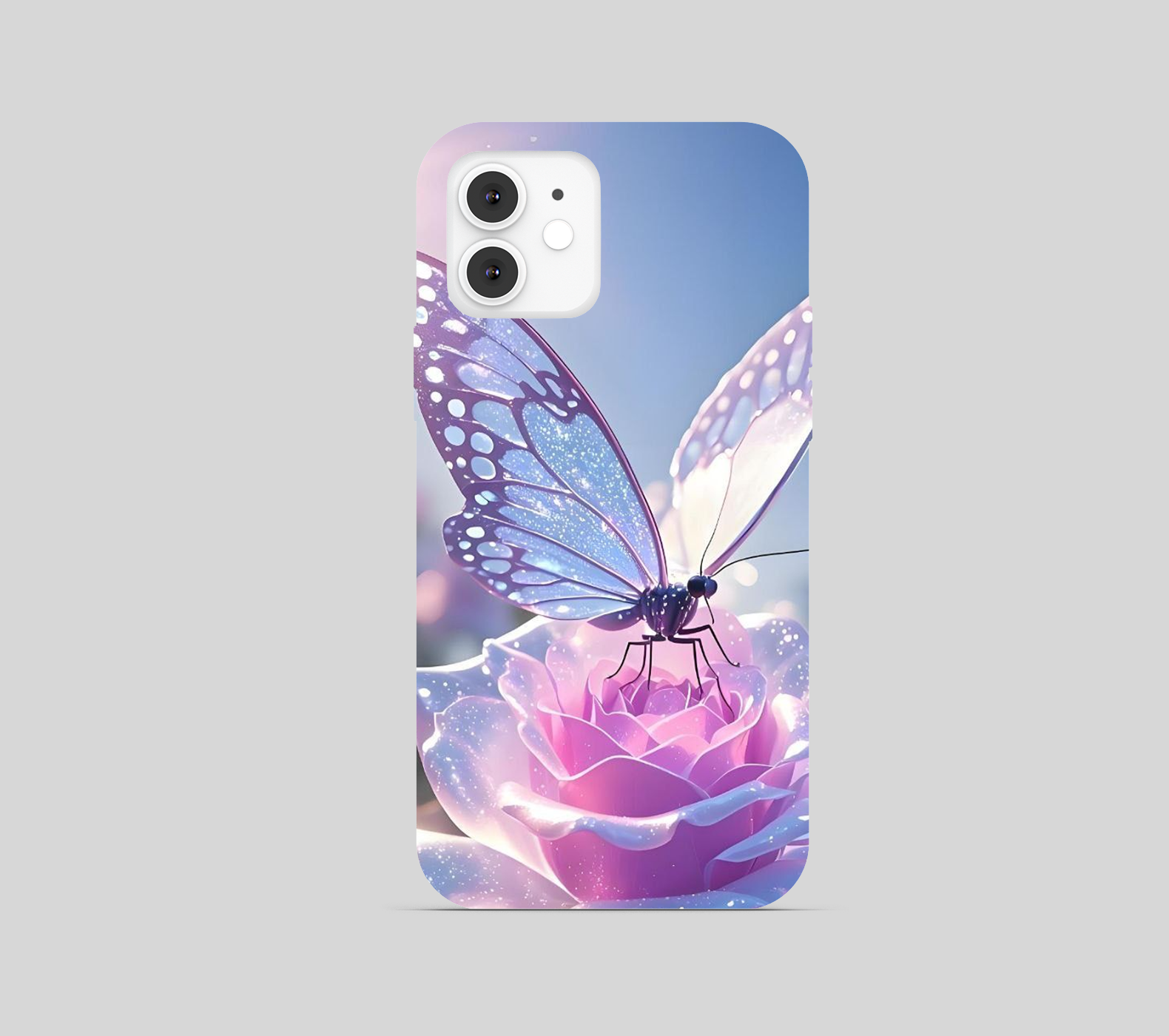 Butterfly resting on a Pink Rose Phone Cover