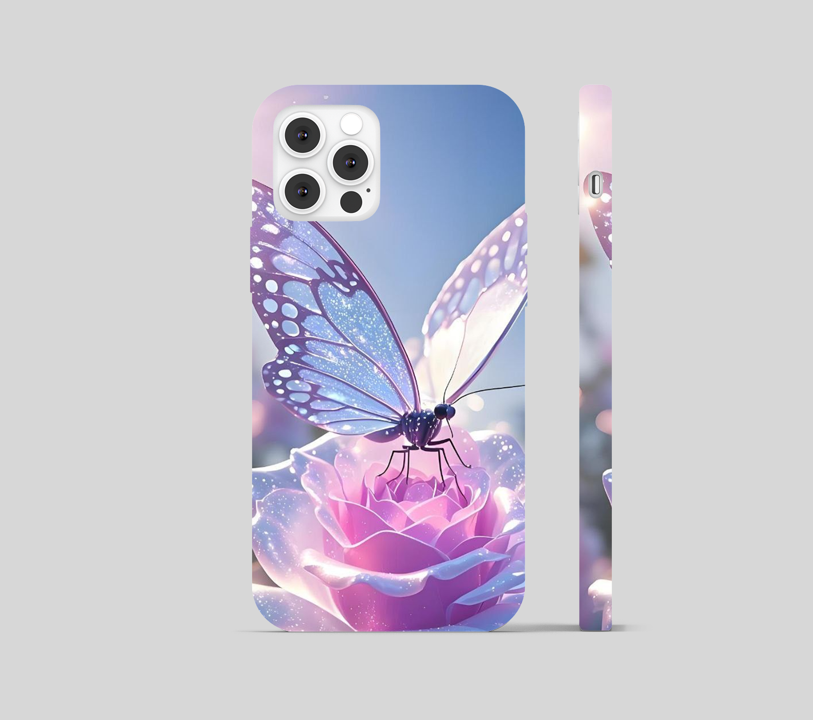 Butterfly resting on a Pink Rose Phone Cover