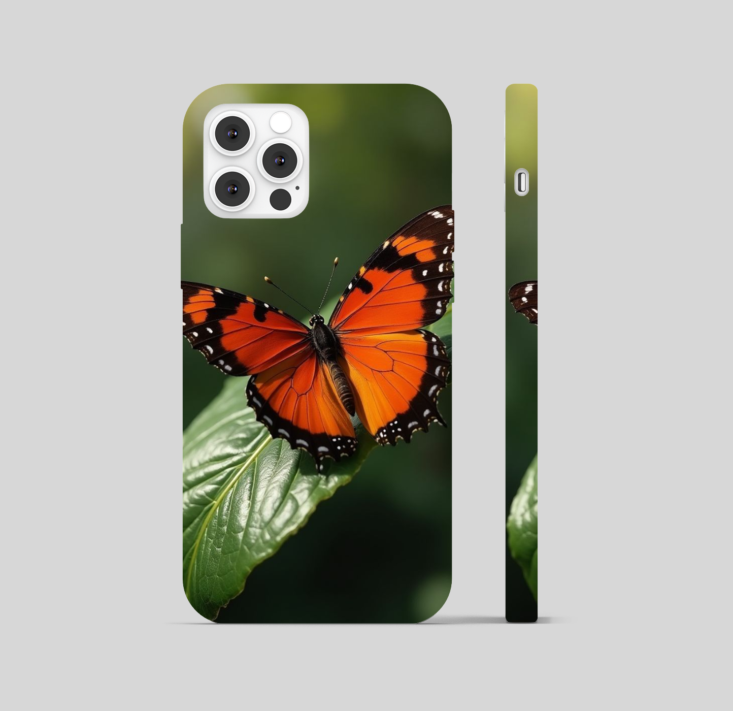 Butterfly Orange Green Leaf Theme Phone Cover