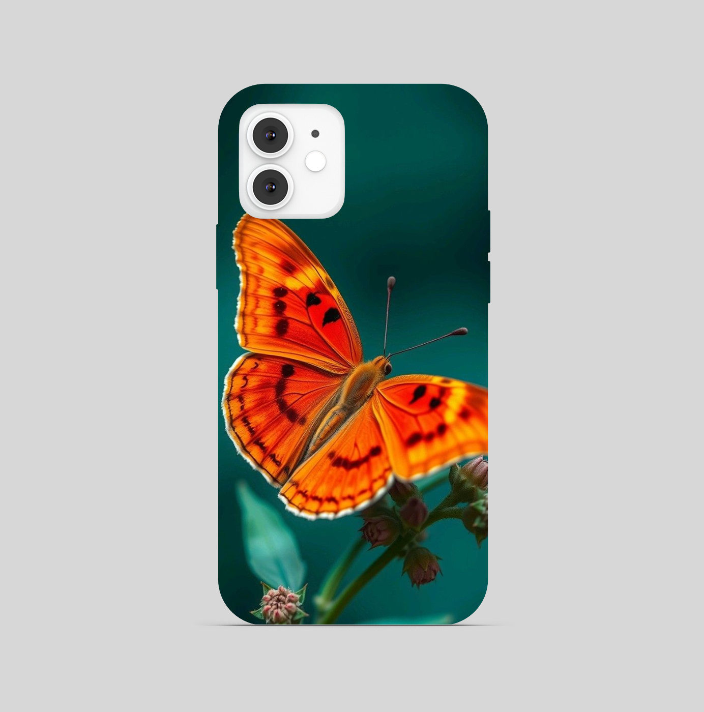 Butterfly on Flower Green Theme Phone Cover