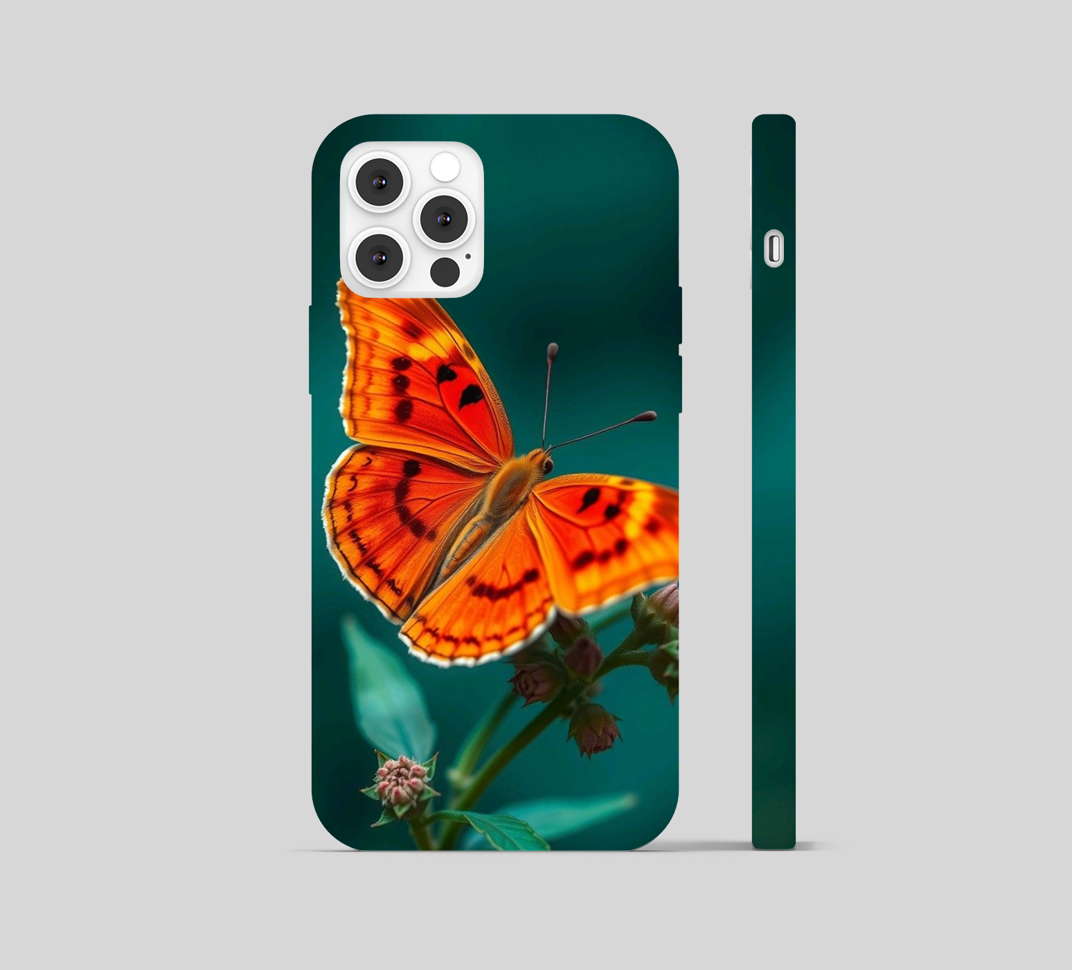 Butterfly on Flower Green Theme Phone Cover