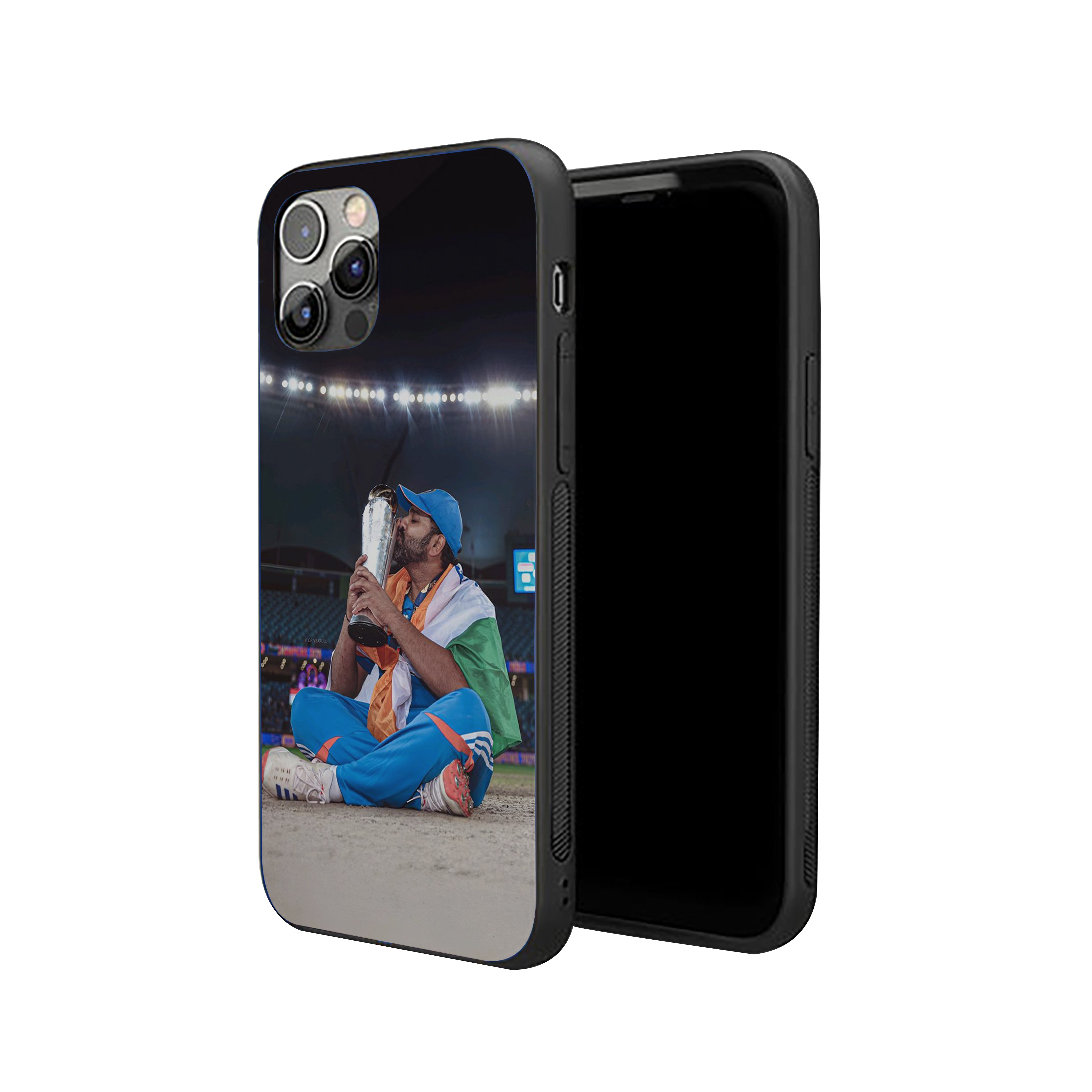 Rohit Sharma with Cup Silicone Armored Phone Case