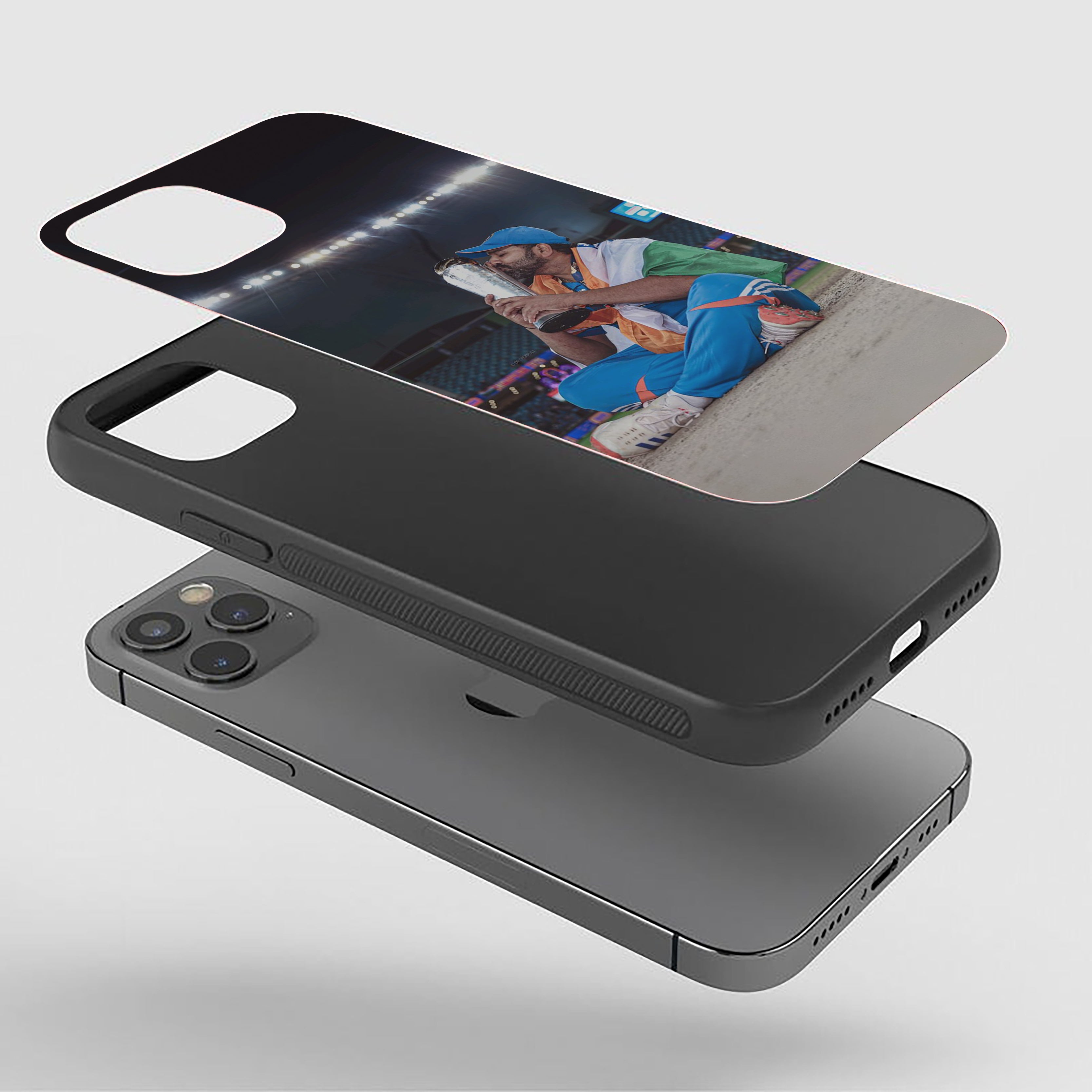 Rohit Sharma with Cup Silicone Armored Phone Case