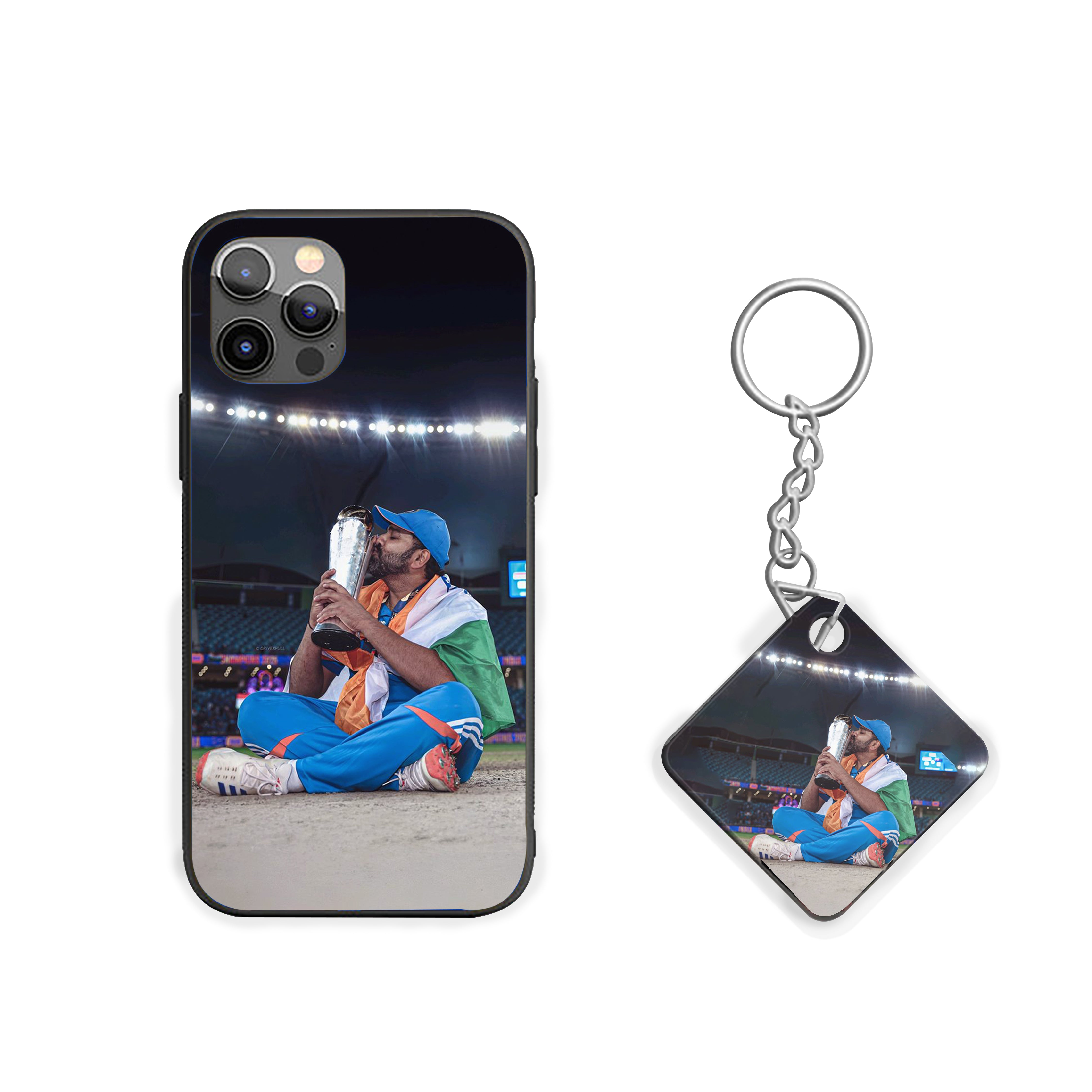 Rohit Sharma with Cup Silicone Armored Phone Case