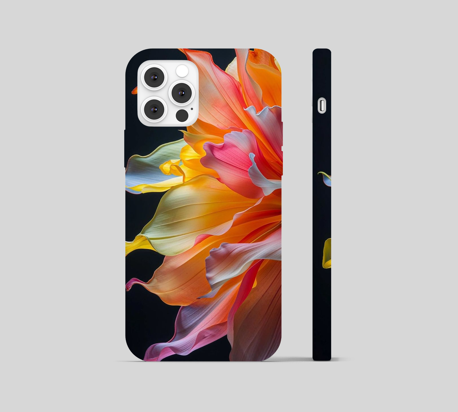 Flower Multi Color Black Theme Phone Cover