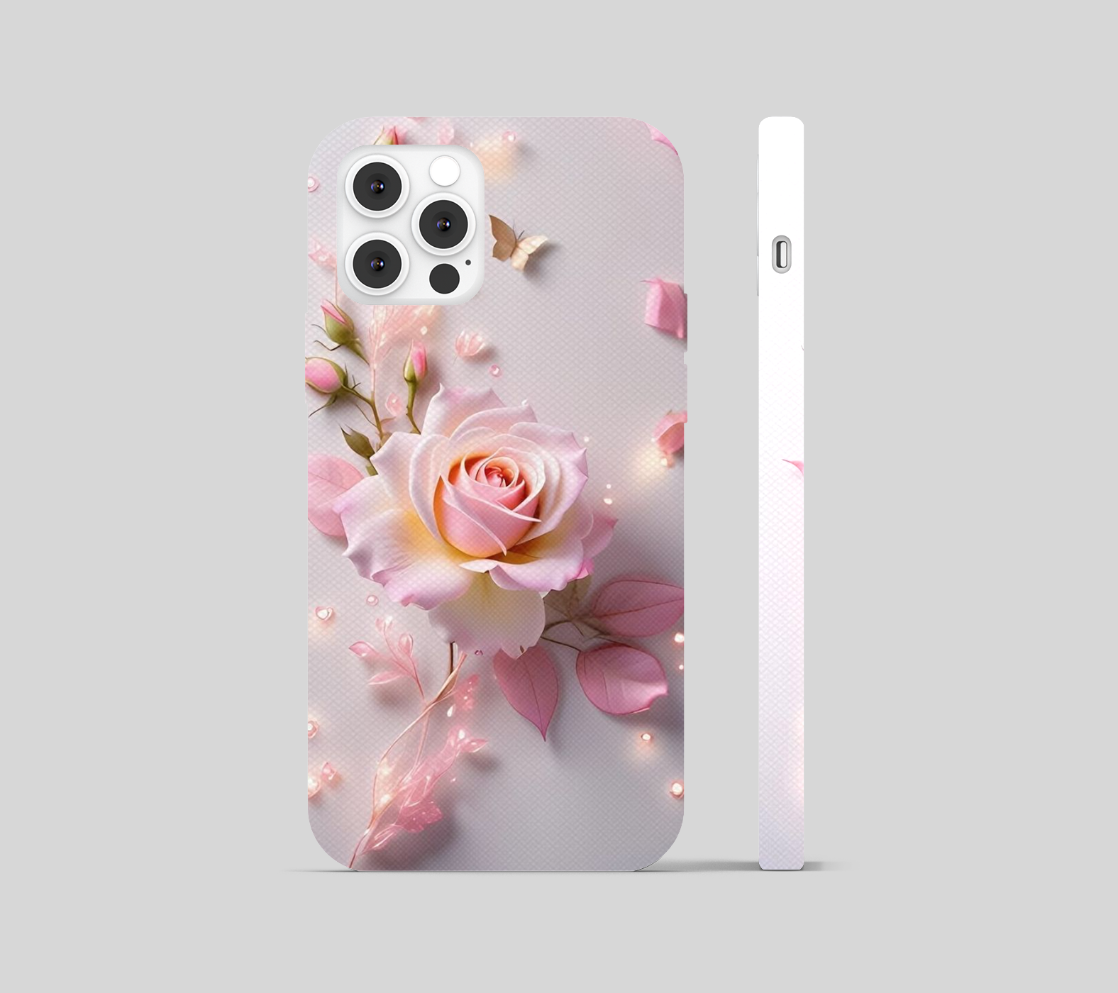 Light Pink Rose Flower with Golden Shine Phone Cover