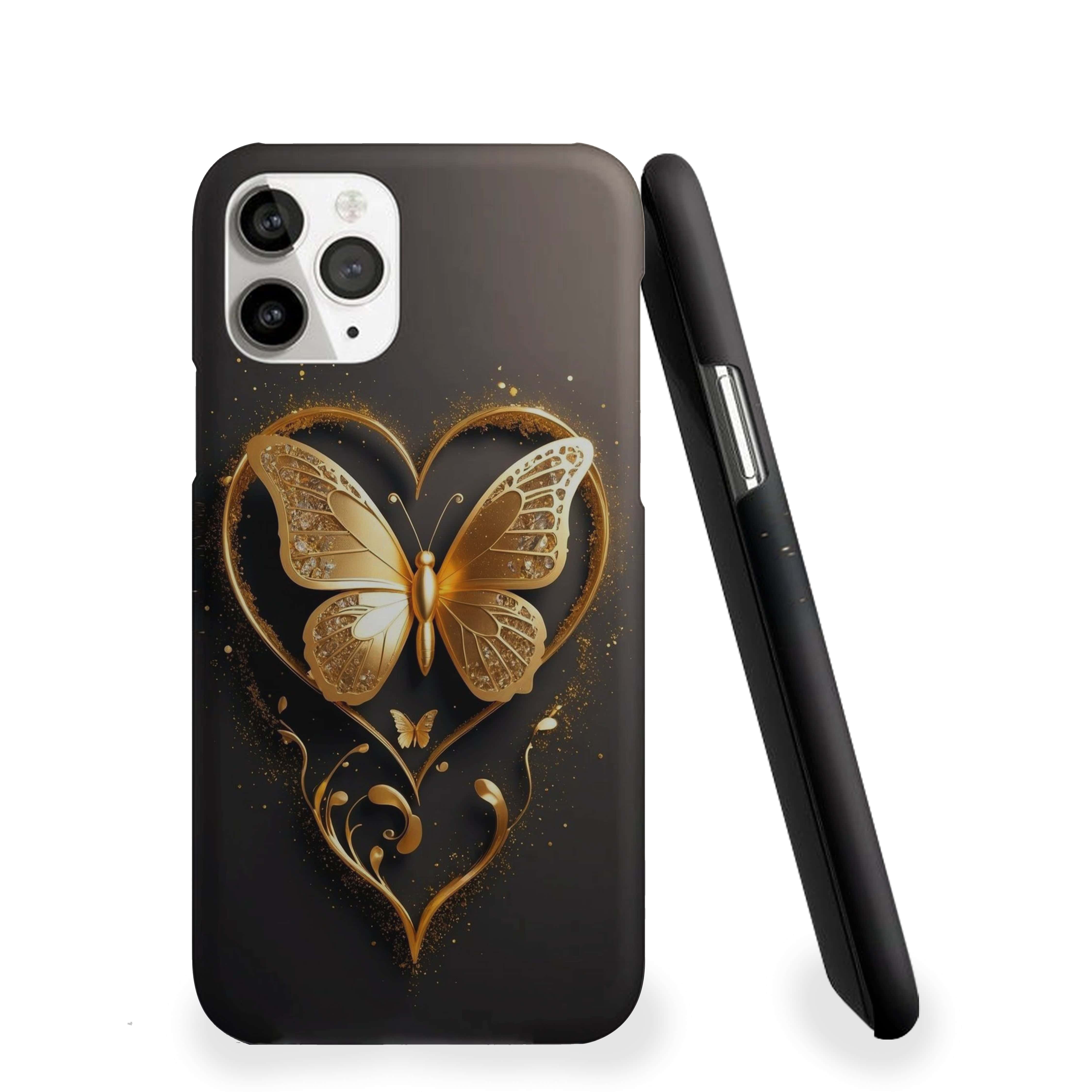 Golden Butterfly Heart Phone Cover
