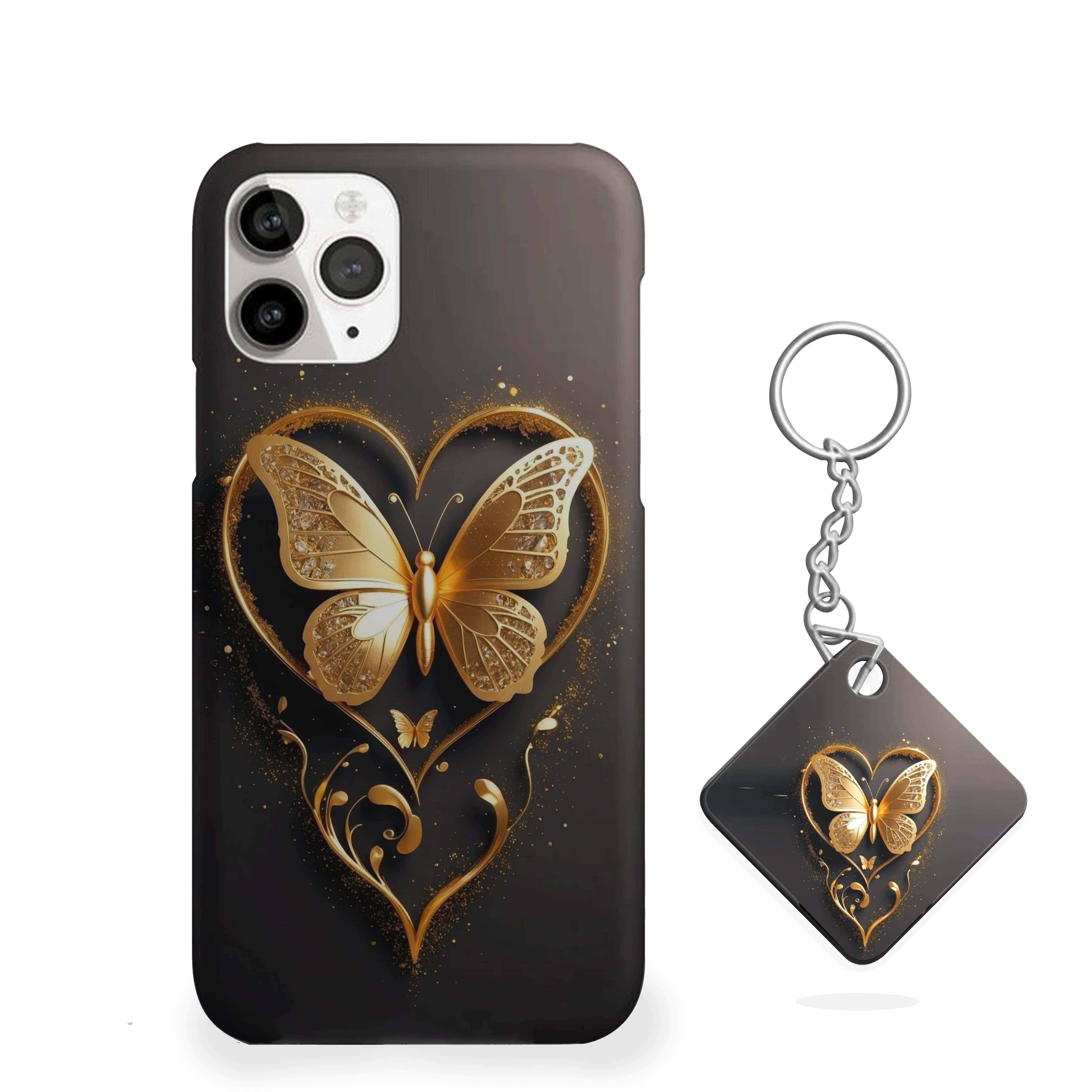 Golden Butterfly Heart Phone Cover