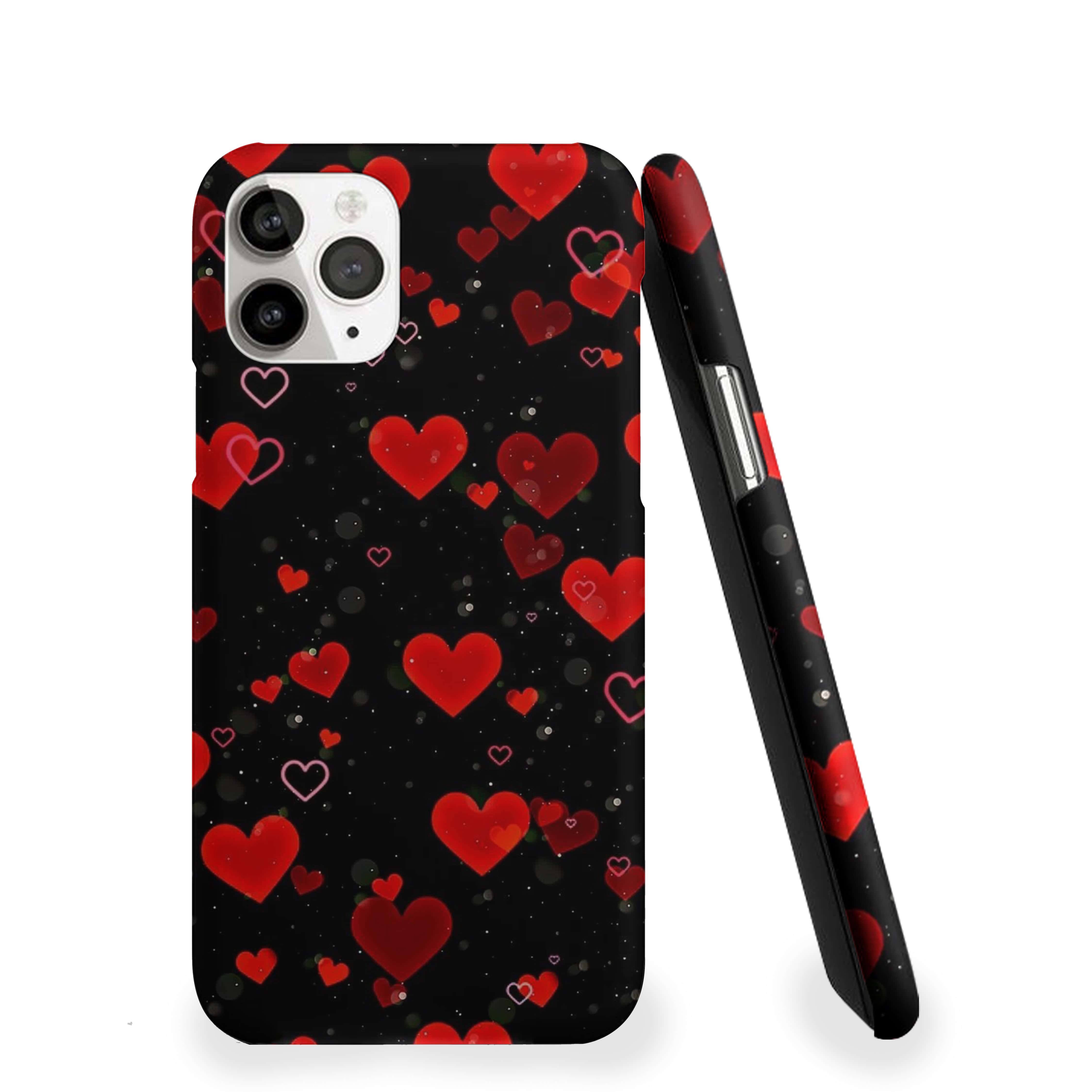 Hearts With Black Background Girls Phone Cover