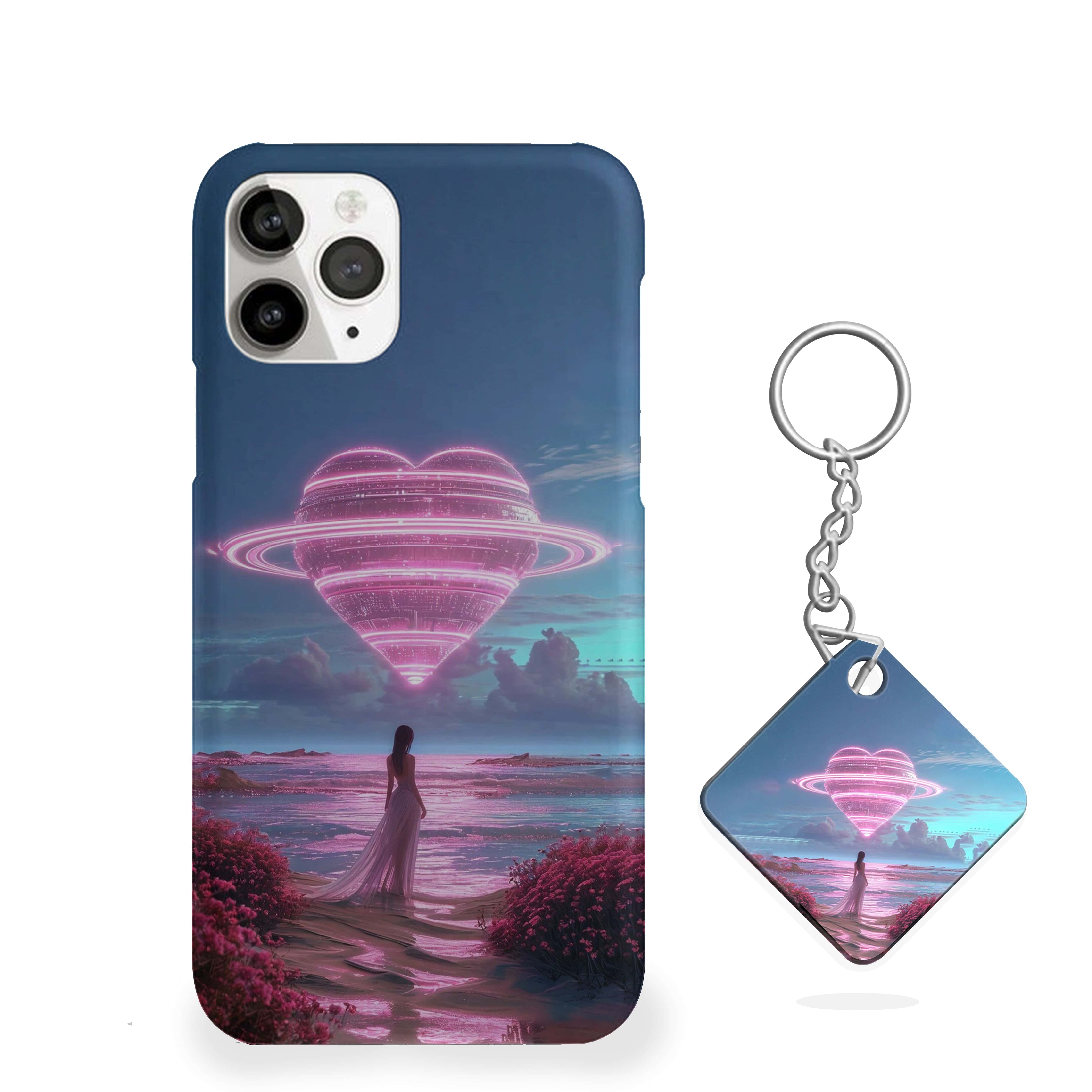 Girl At Beach With Love Theme Heart Phone Cover