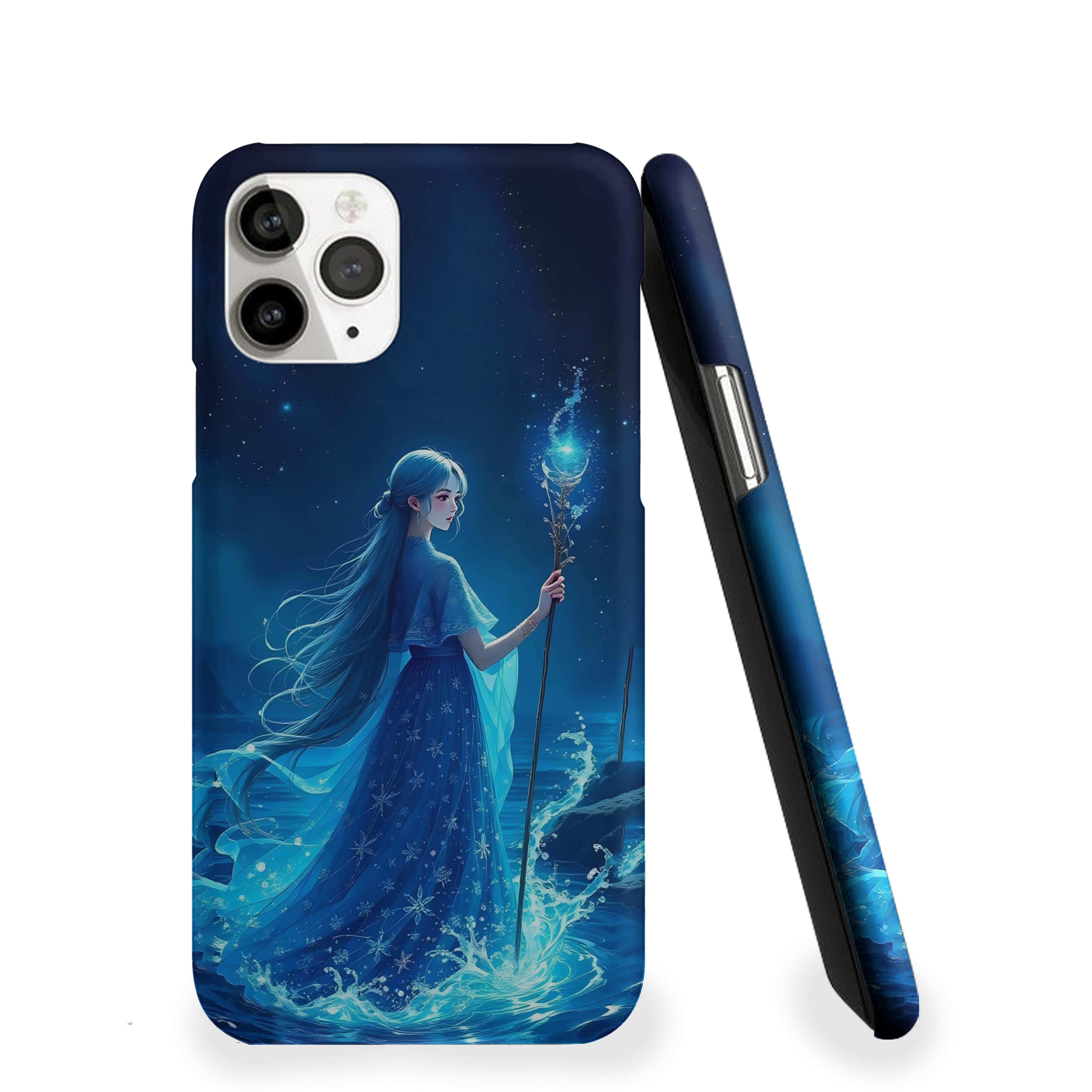 Beautiful Girl With light-blue staff Phone Cover