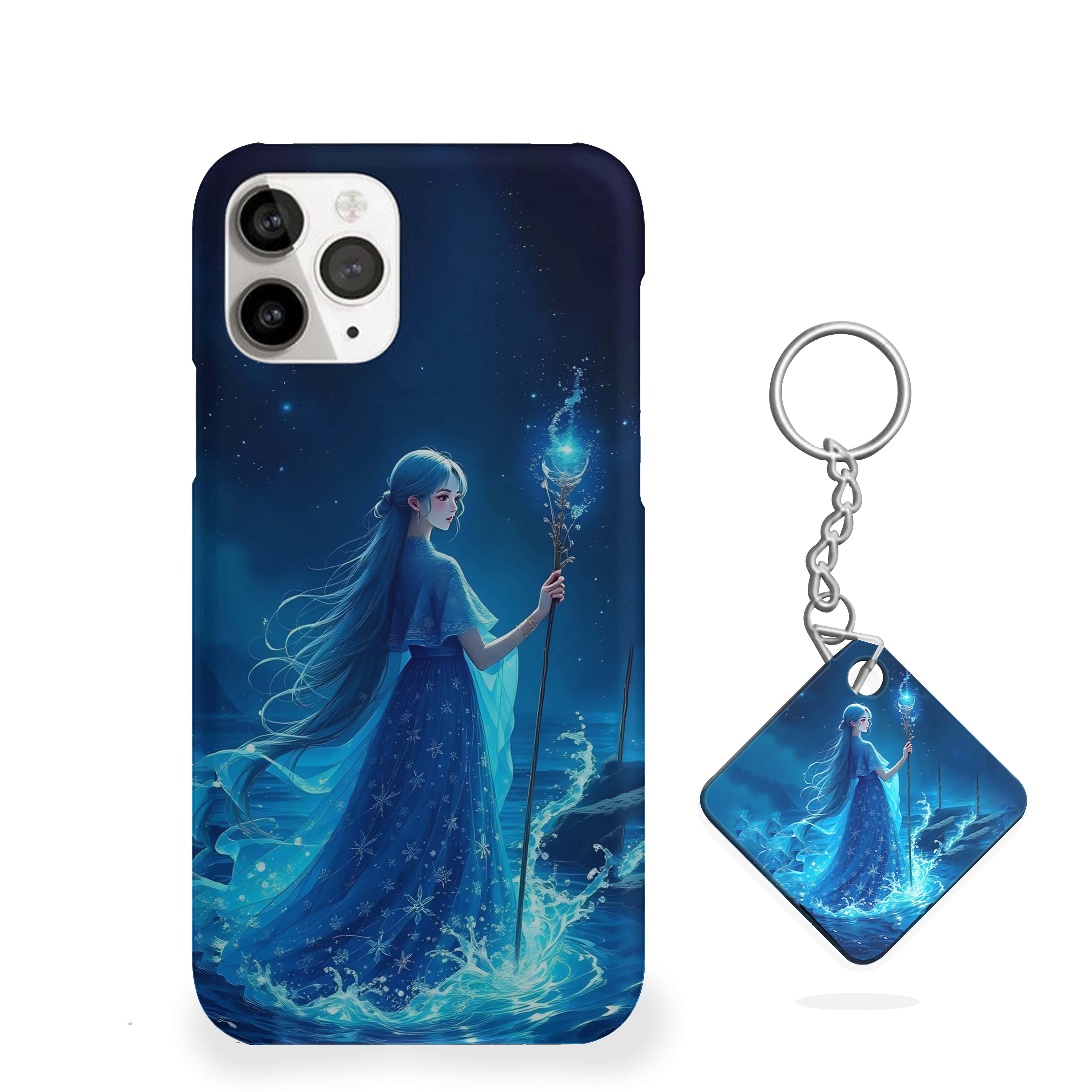 Beautiful Girl With light-blue staff Phone Cover