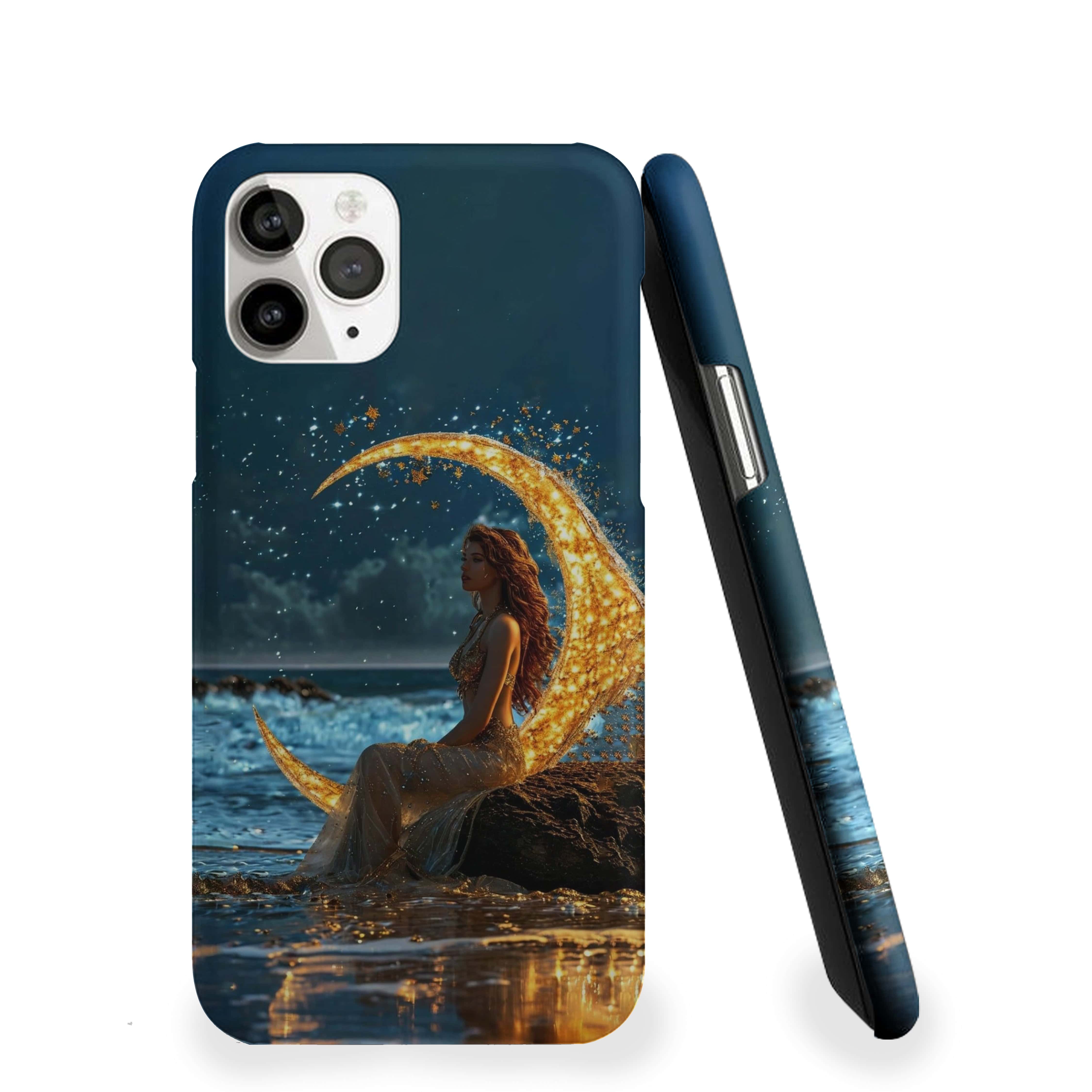 Beach Girl With Golden Moon Phone Cover
