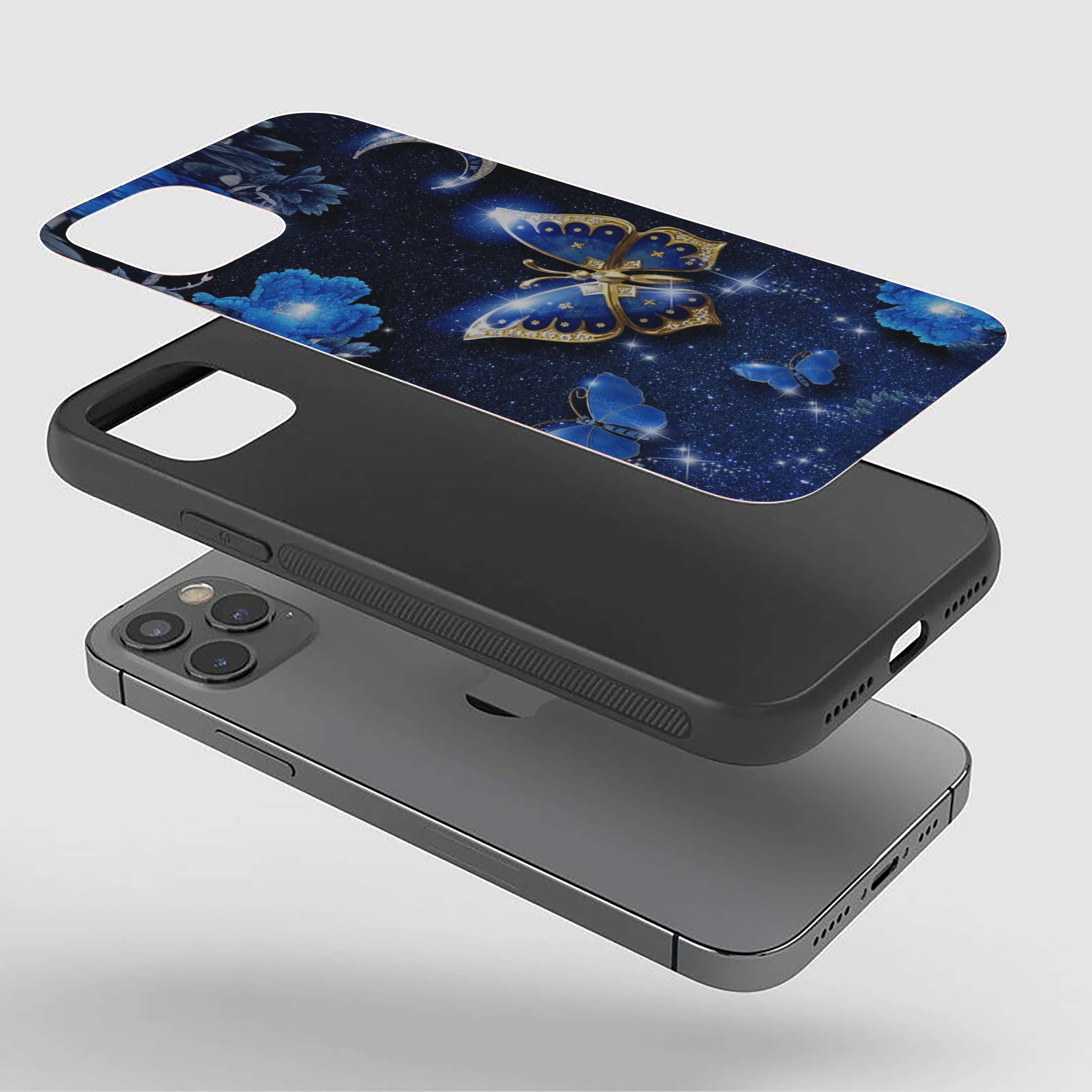 Blue Butterfly Silicone Armored Phone Case
