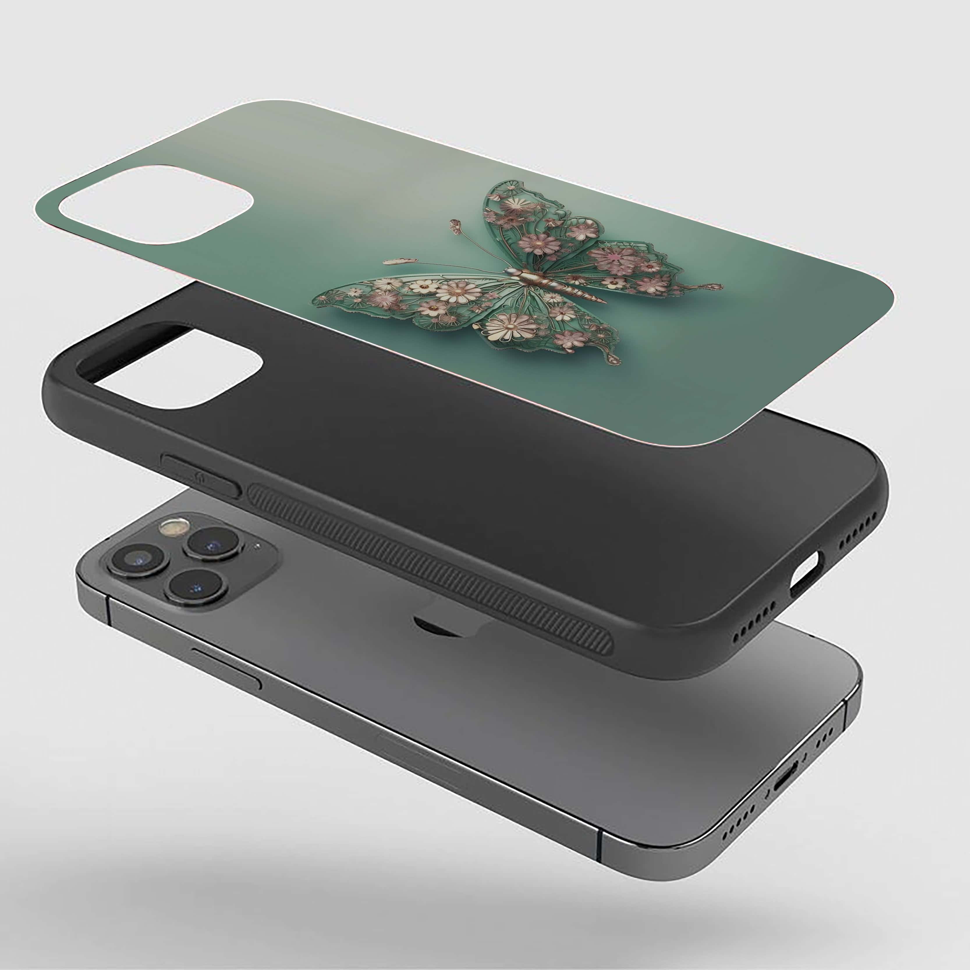 Butterfly With Green Theme Silicone Armored Phone Case
