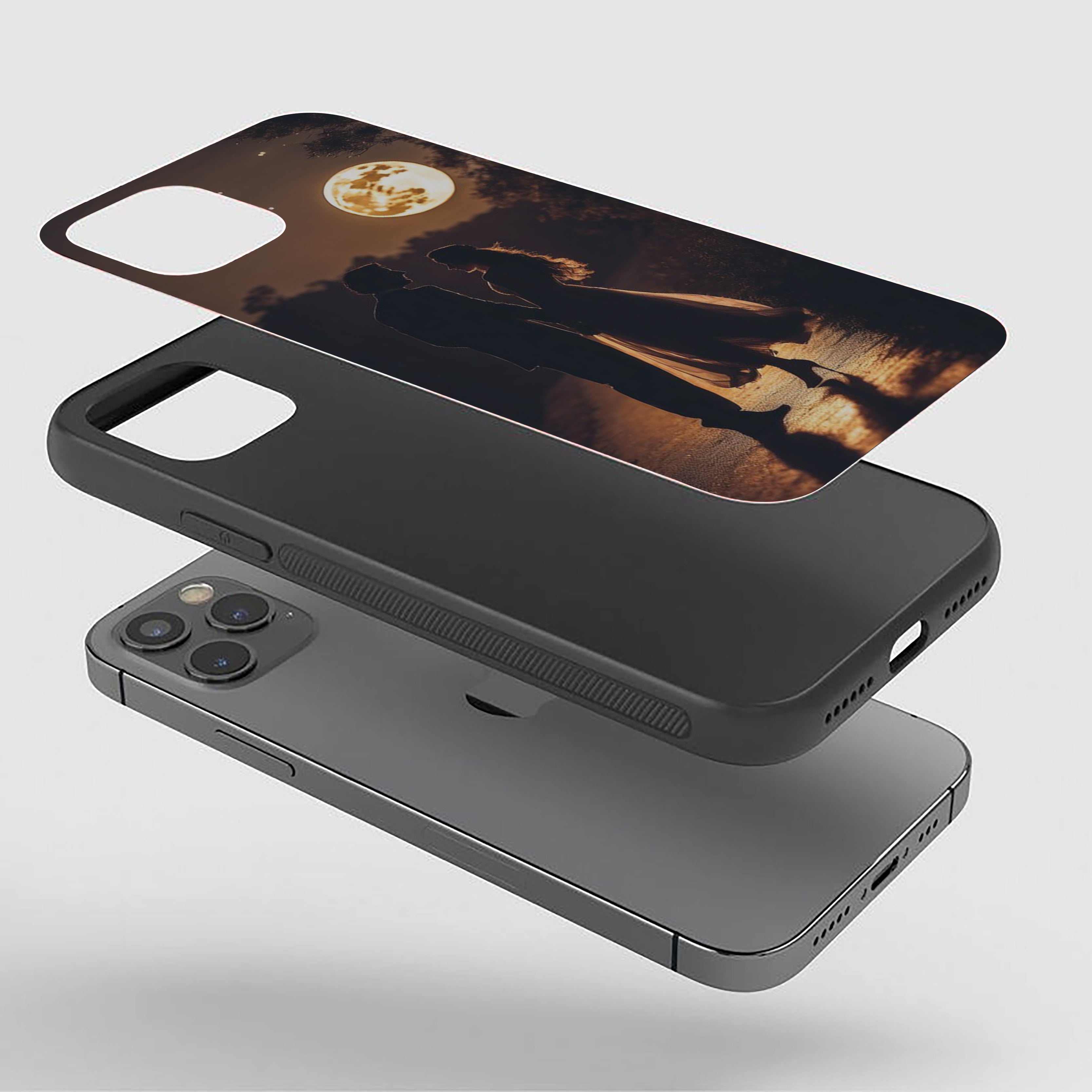 Golden Moonlit Stroll Girls Silicone Armored Phone Case