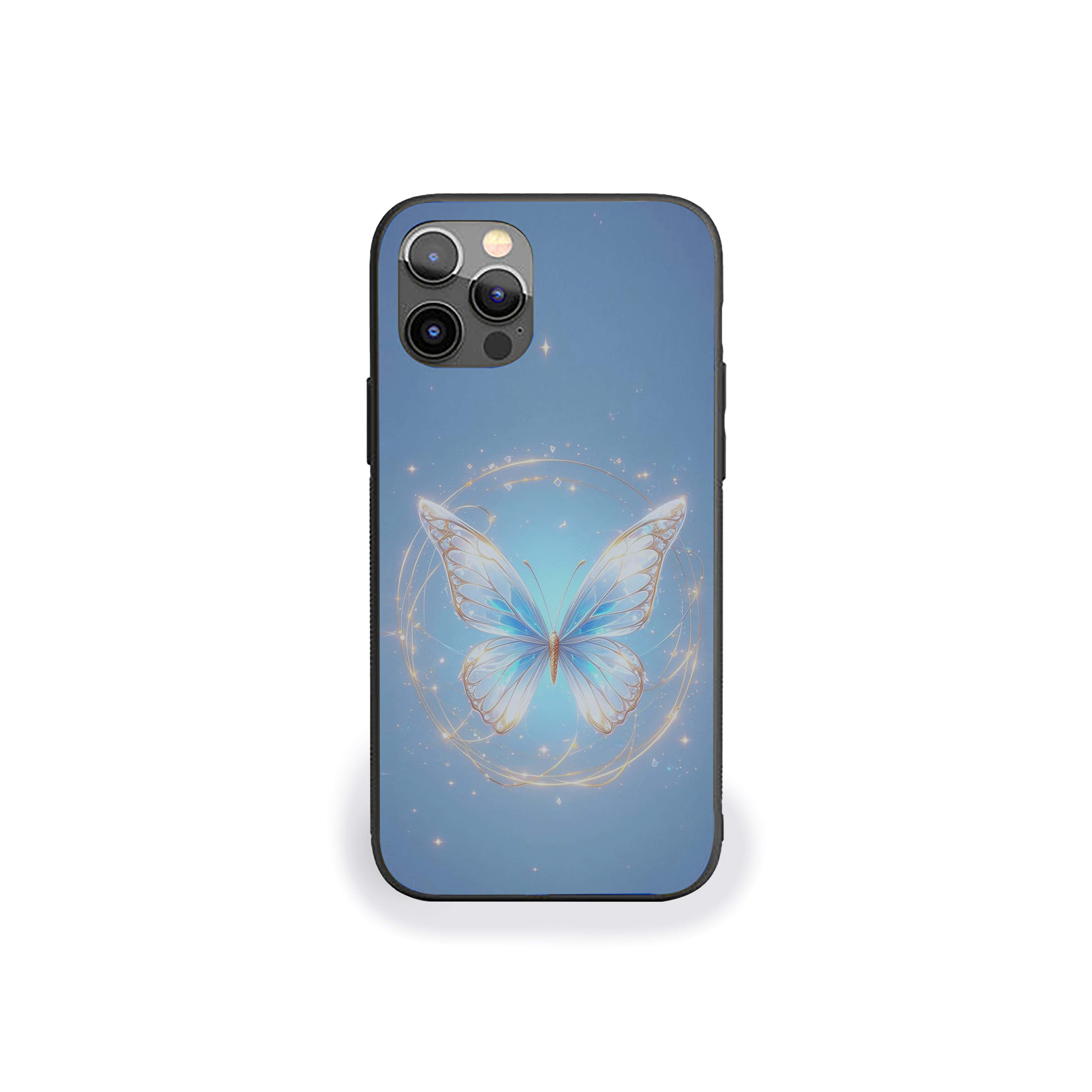 Golden Blue Butterfly Silicone Armored Phone Case