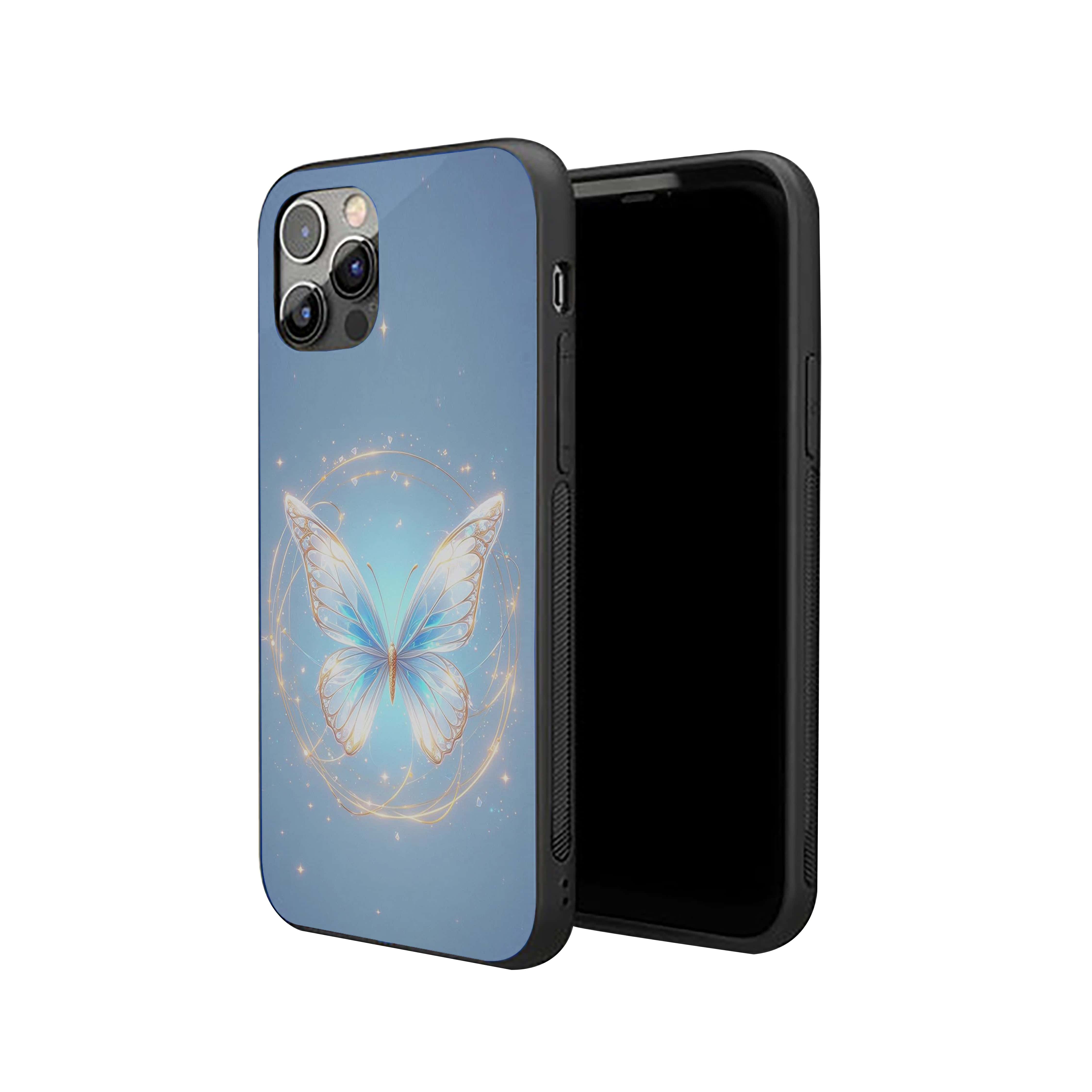 Golden Blue Butterfly Silicone Armored Phone Case