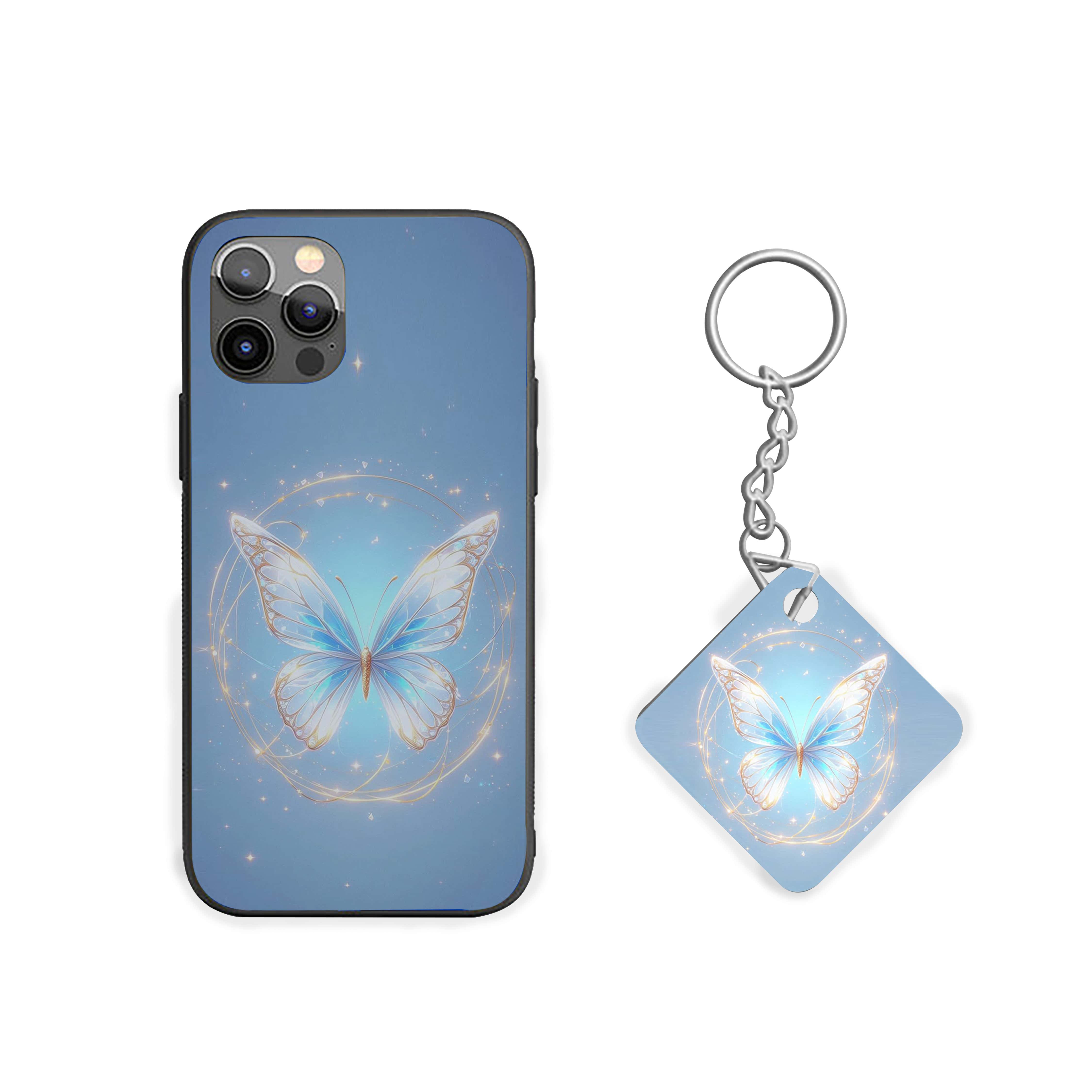 Golden Blue Butterfly Silicone Armored Phone Case