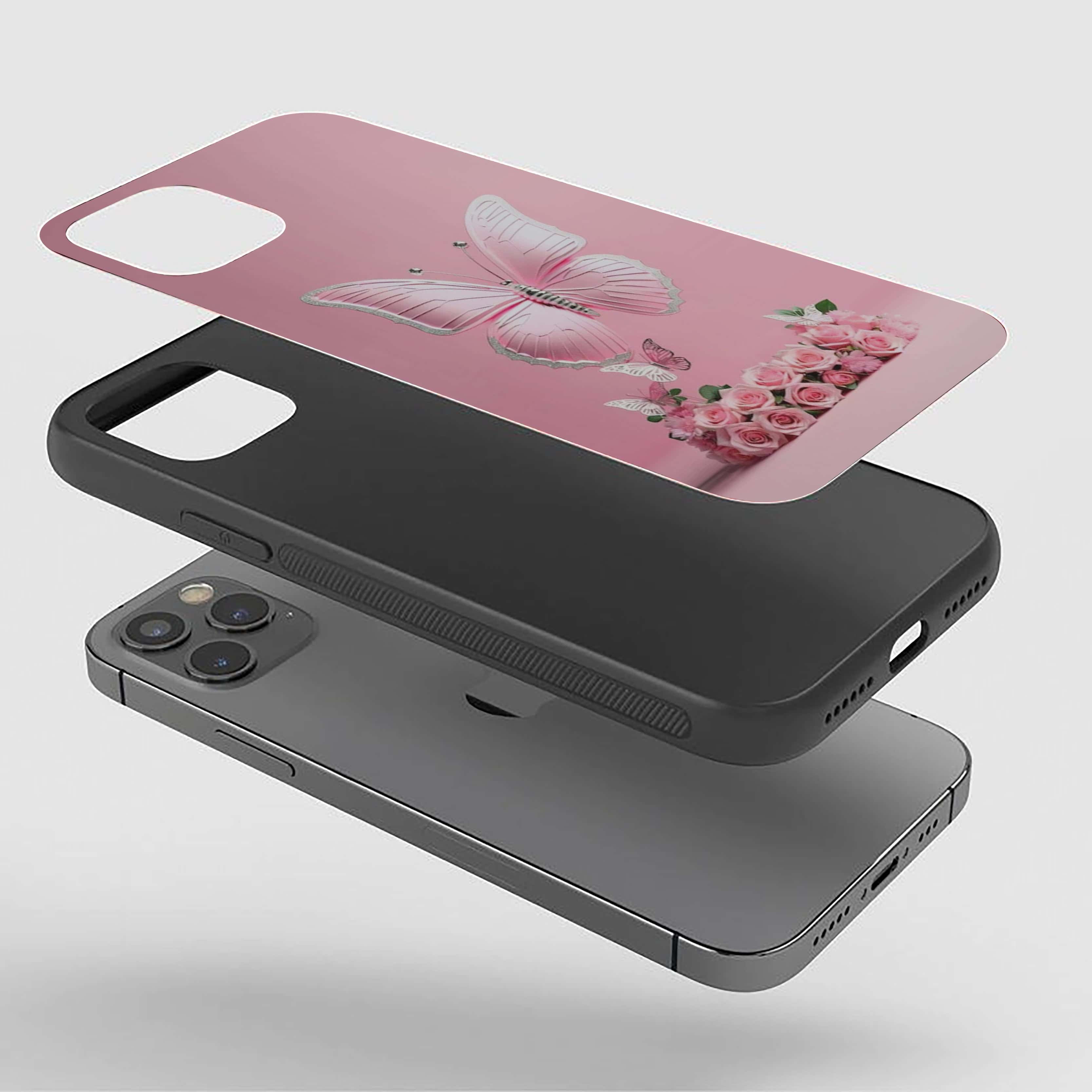 Butterfly With Roses Silicone Armored Phone Case