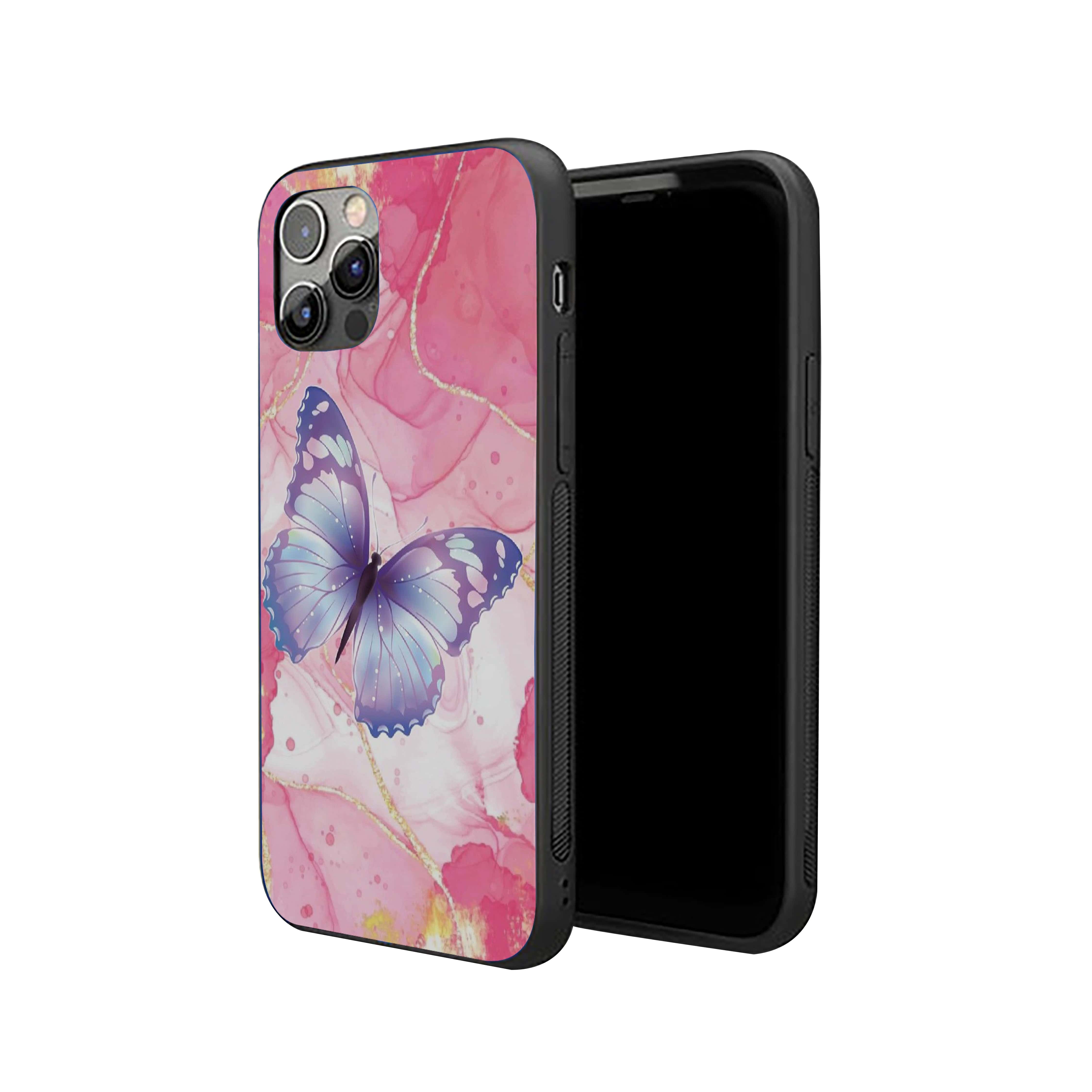 Butterfly With Pink Background Silicone Armored Phone Case
