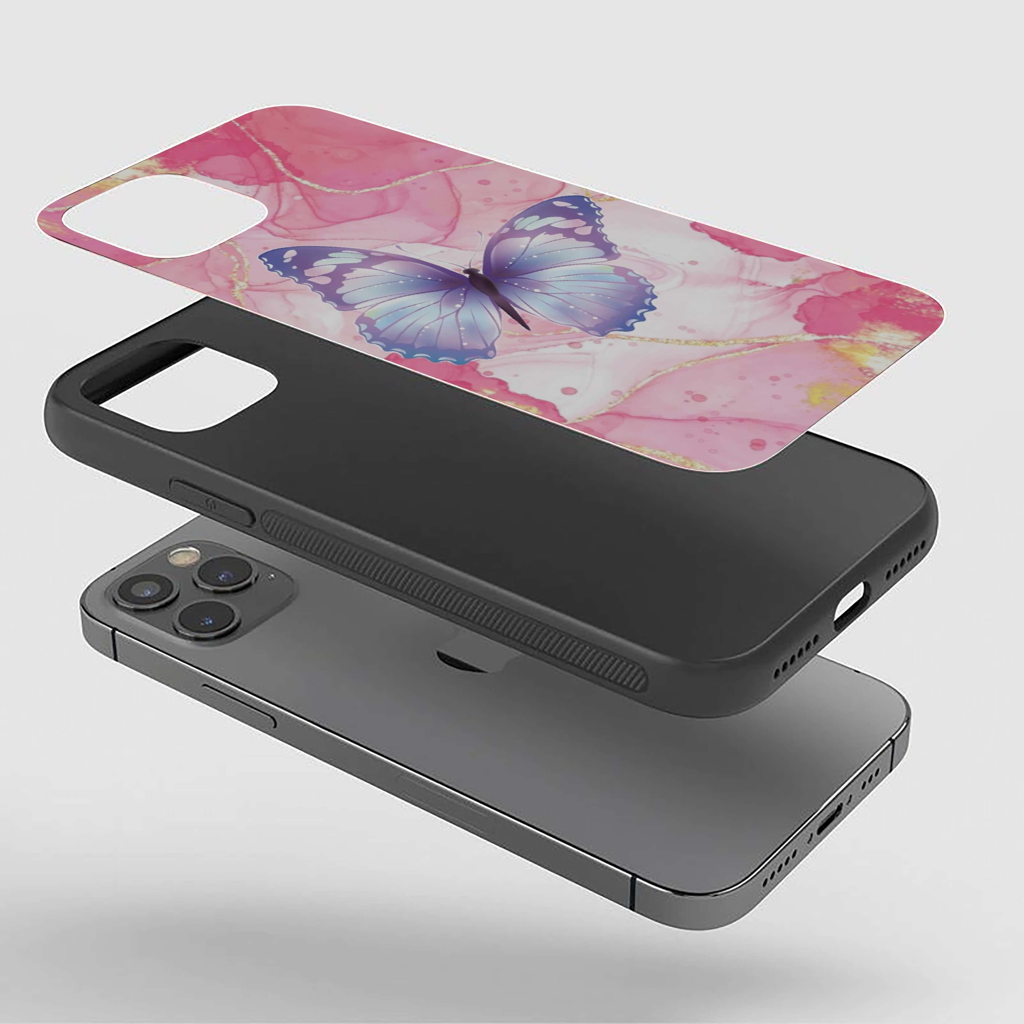 Butterfly With Pink Background Silicone Armored Phone Case