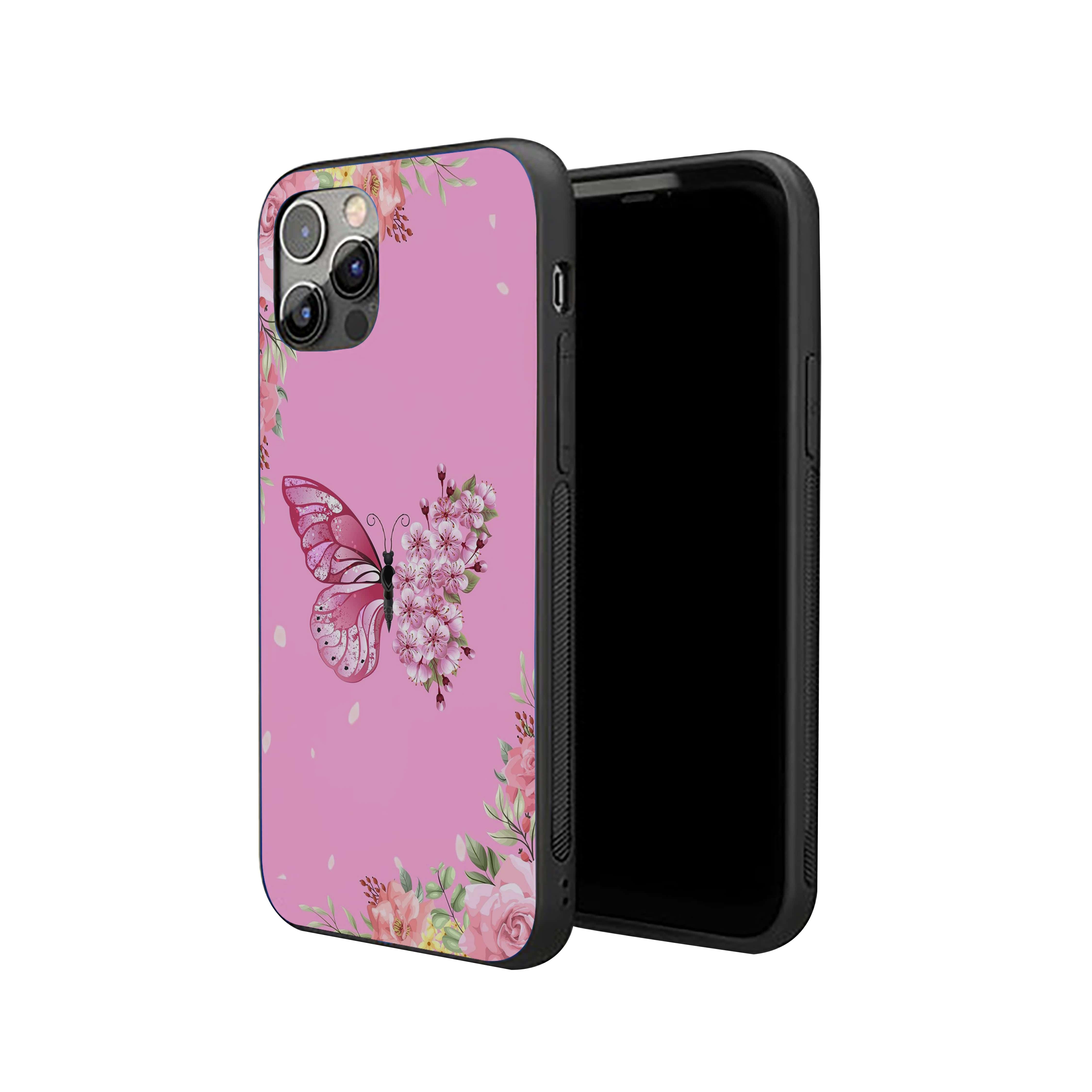Butterfly With Flowral Wings Silicone Armored Phone Case