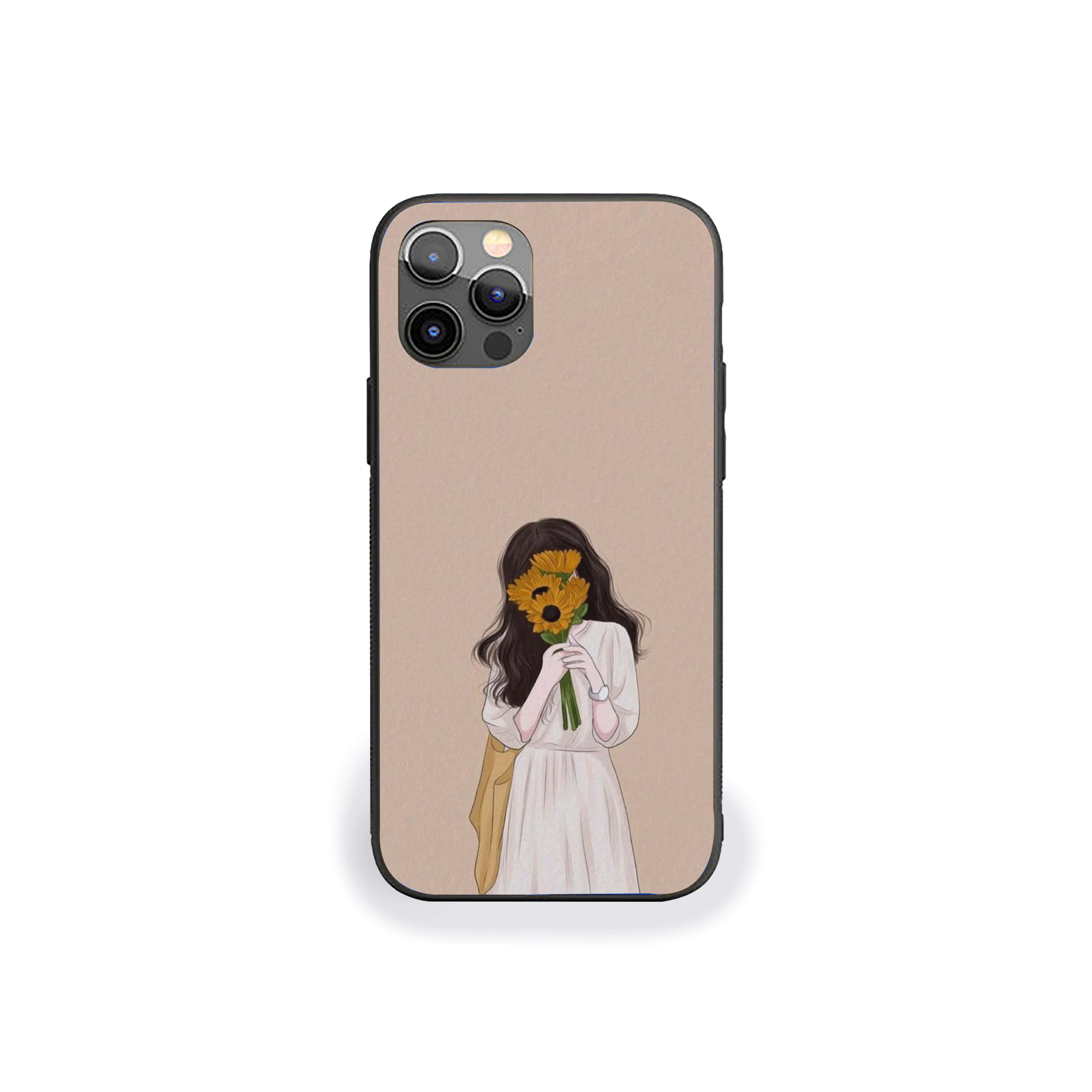 Hidden Girl With Flower Silicone Armored Phone Case