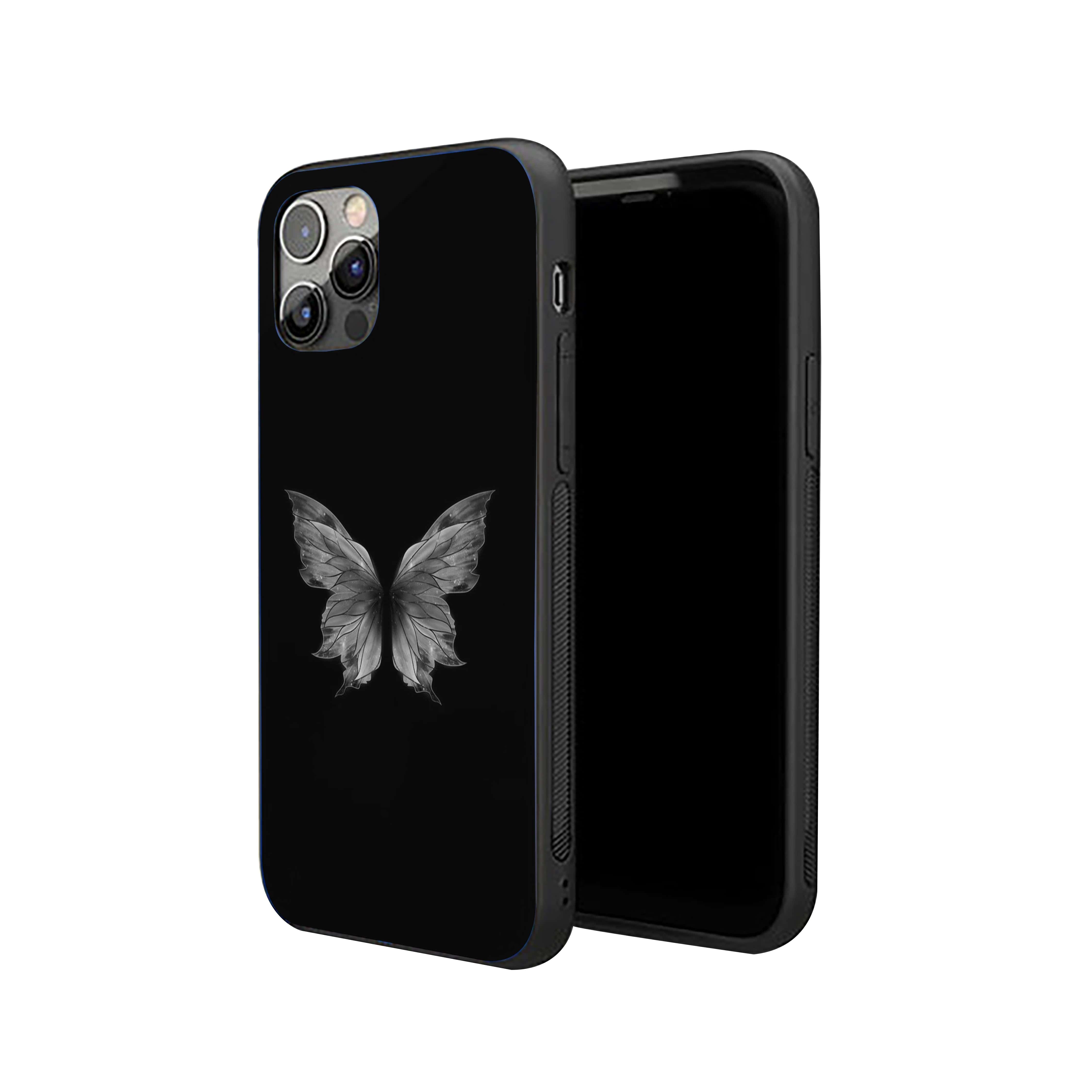 Butterfly In Black Background Silicone Armored Phone Case