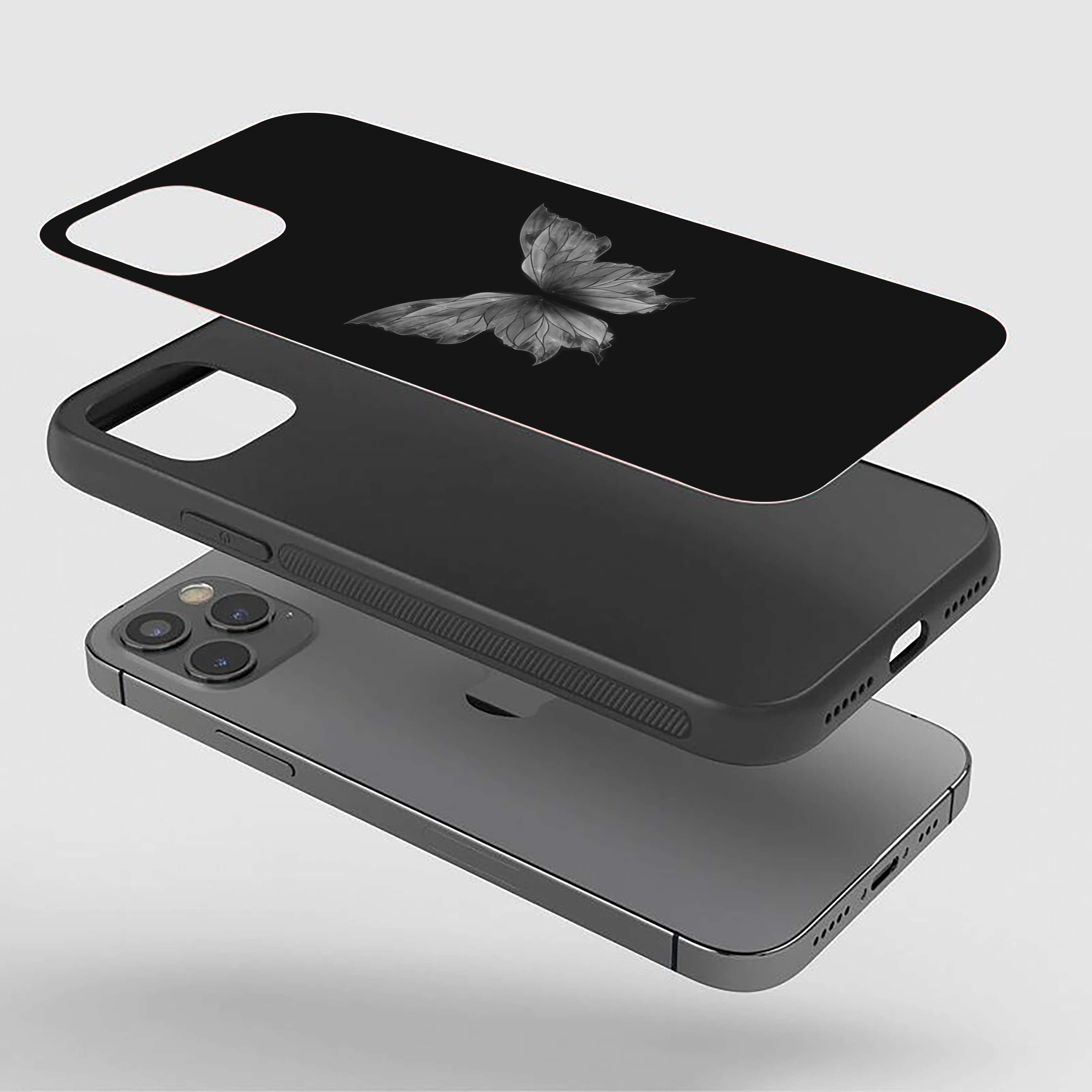 Butterfly In Black Background Silicone Armored Phone Case