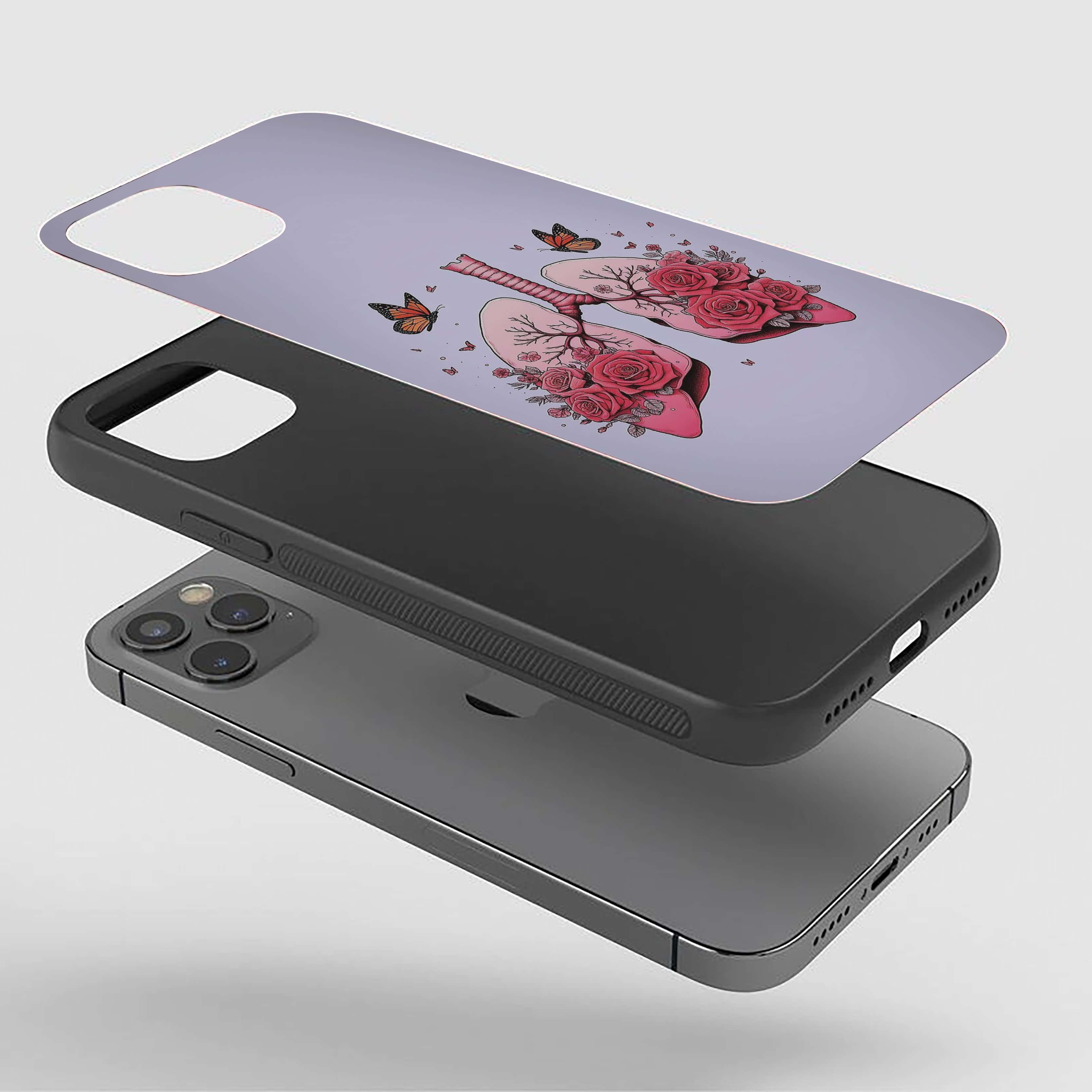 Butterfly Roses Silicone Armored Phone Case