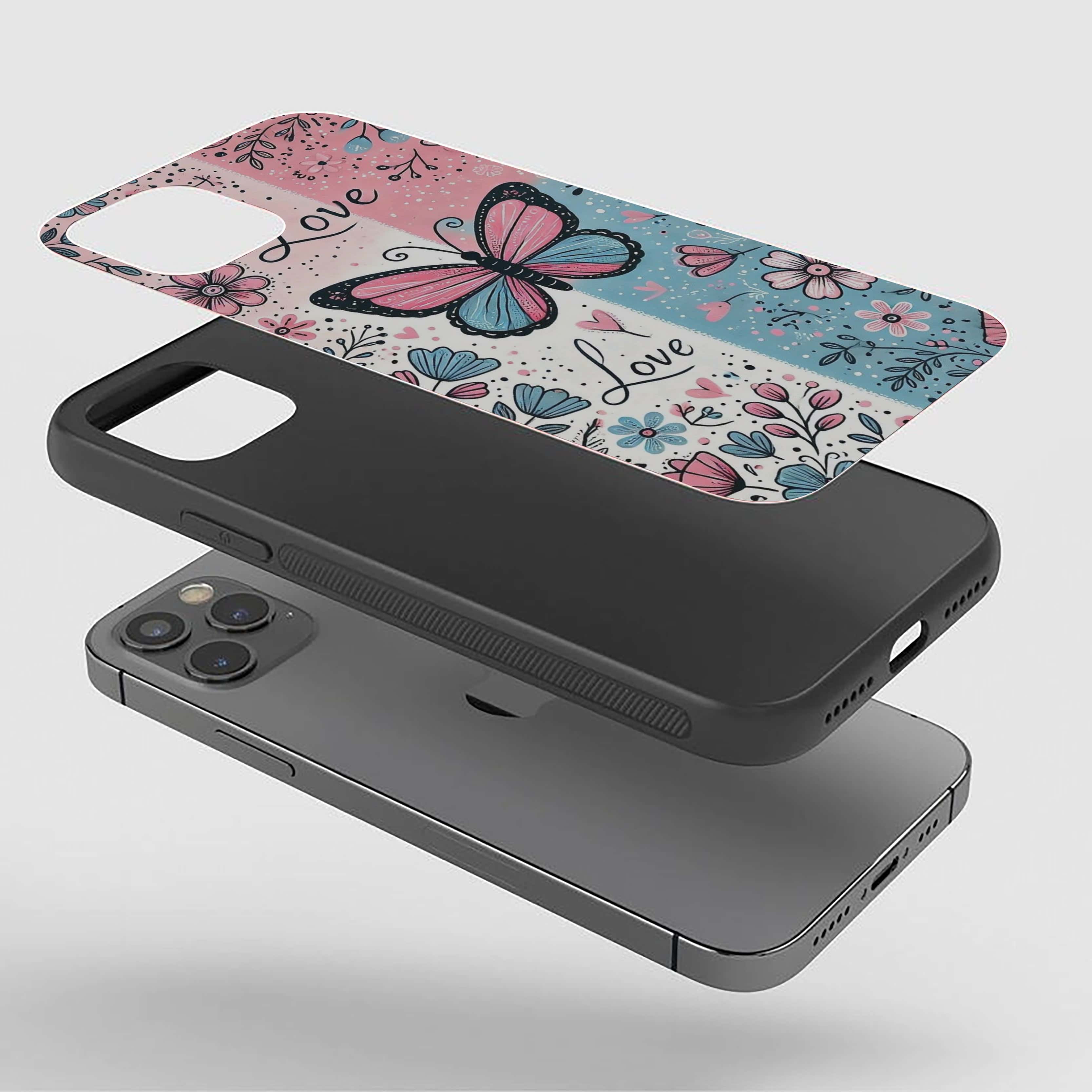 Butterfly Love Flower Girls Silicone Armored Phone Case