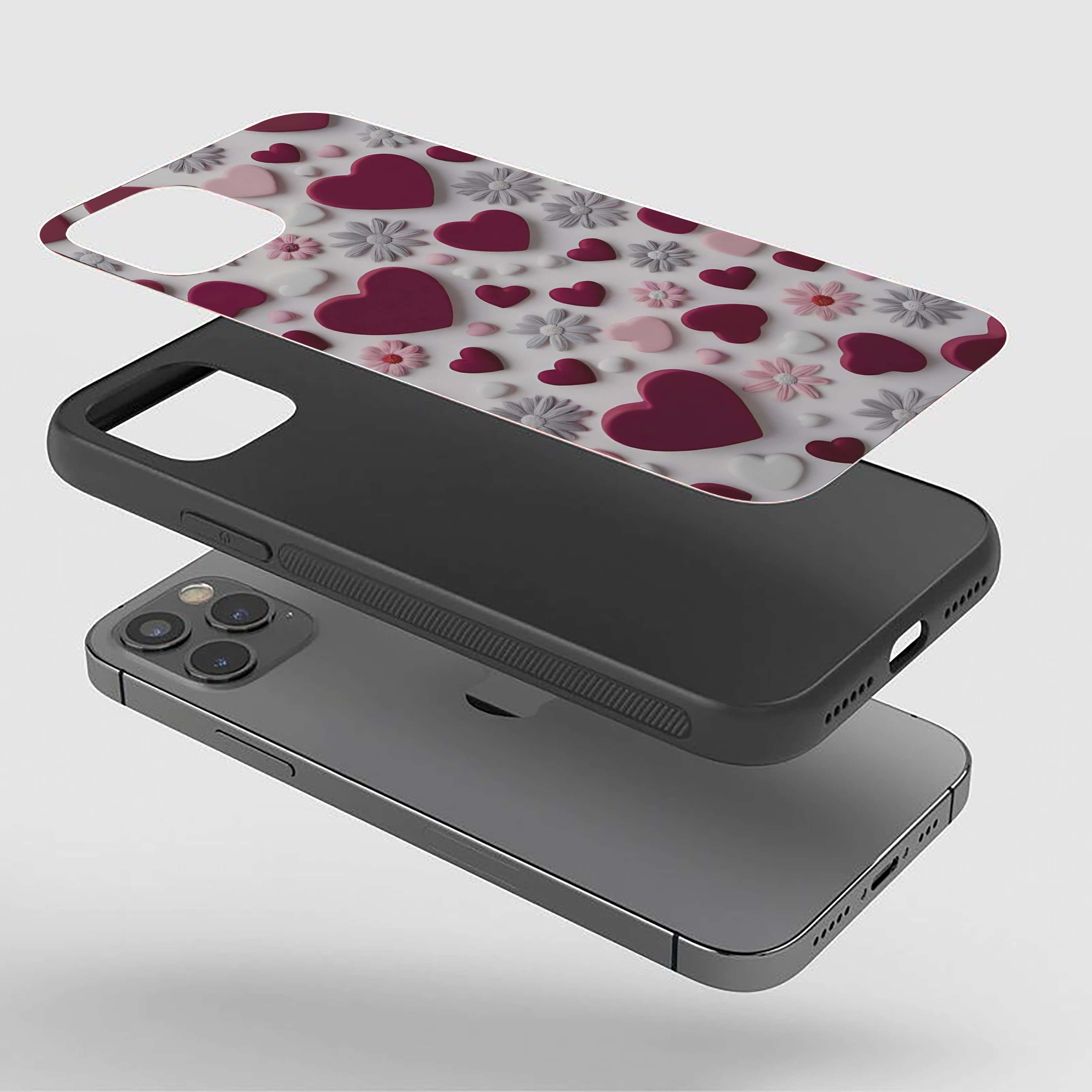 Hearts Floweral Collection Silicone Armored Phone Case