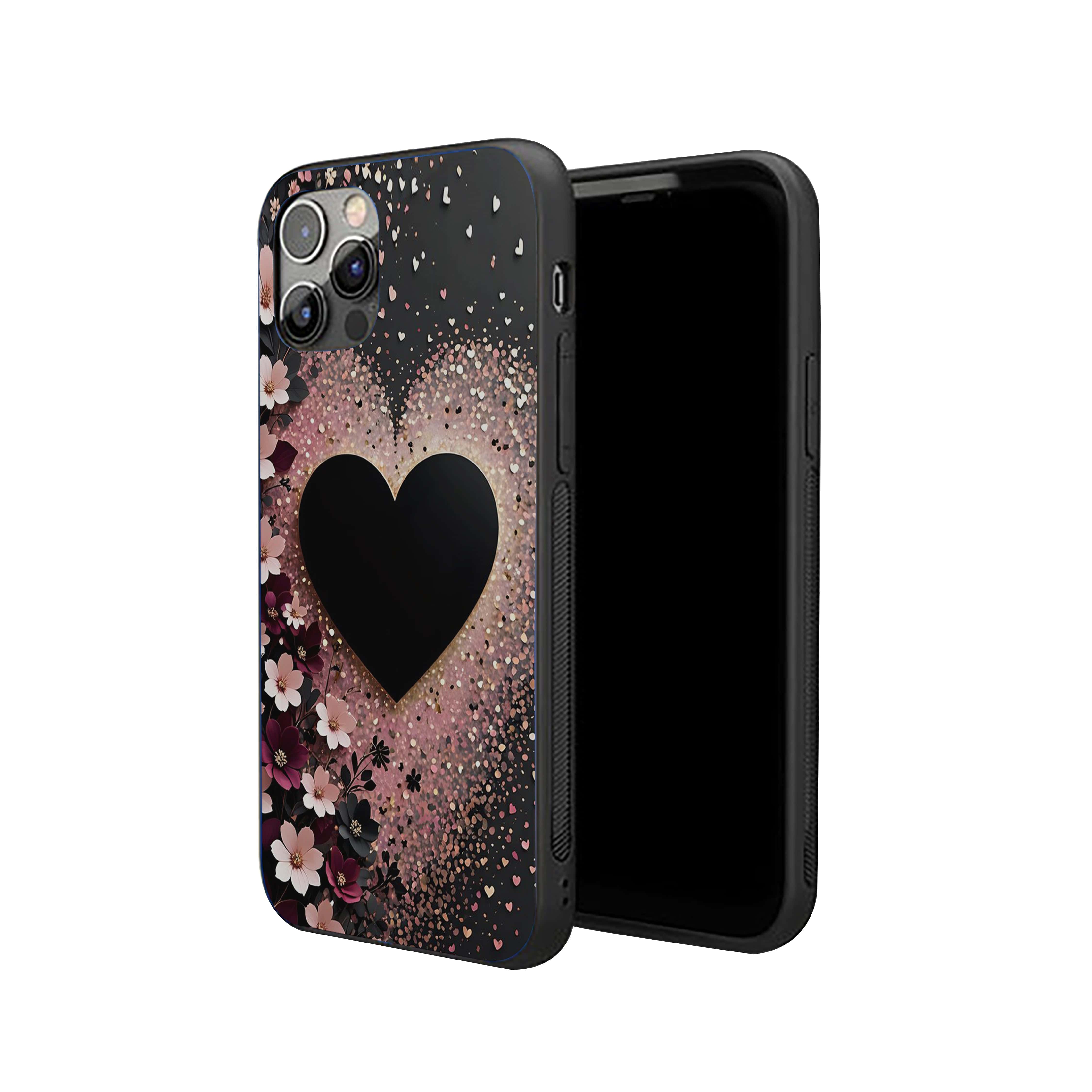 Black Heart Silicone Armored Phone Case