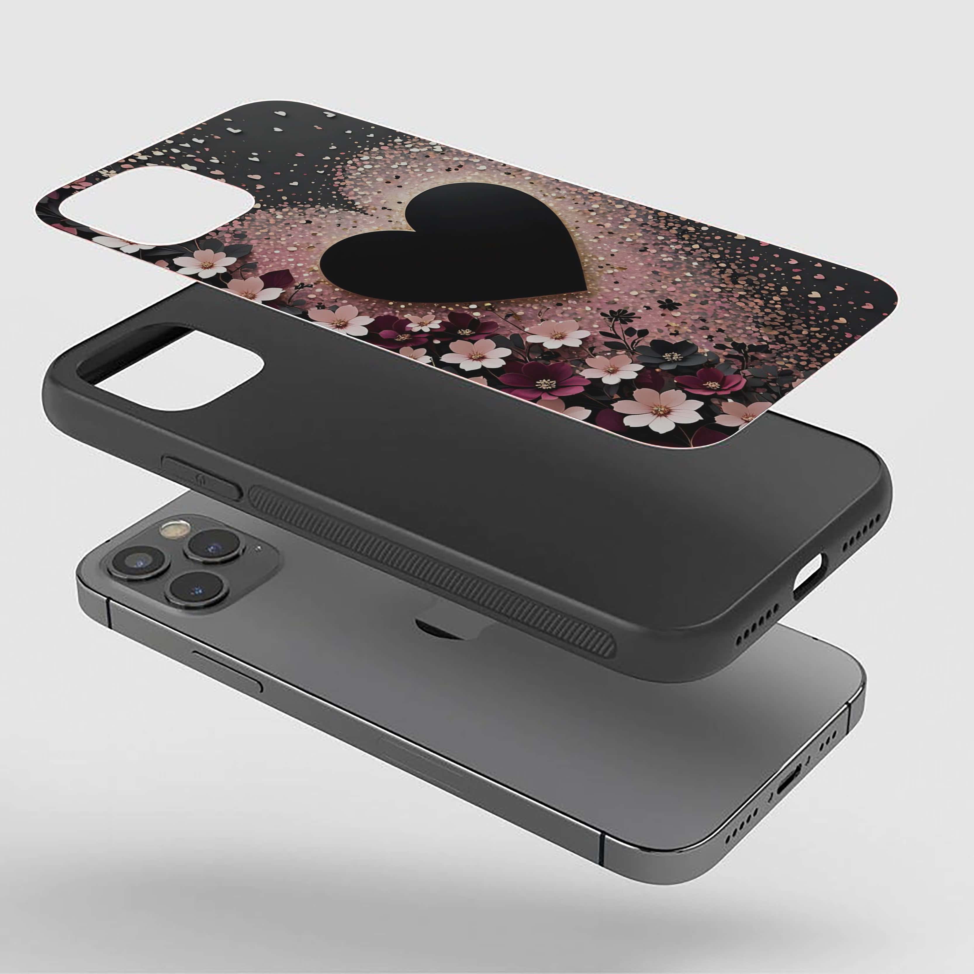 Black Heart Silicone Armored Phone Case