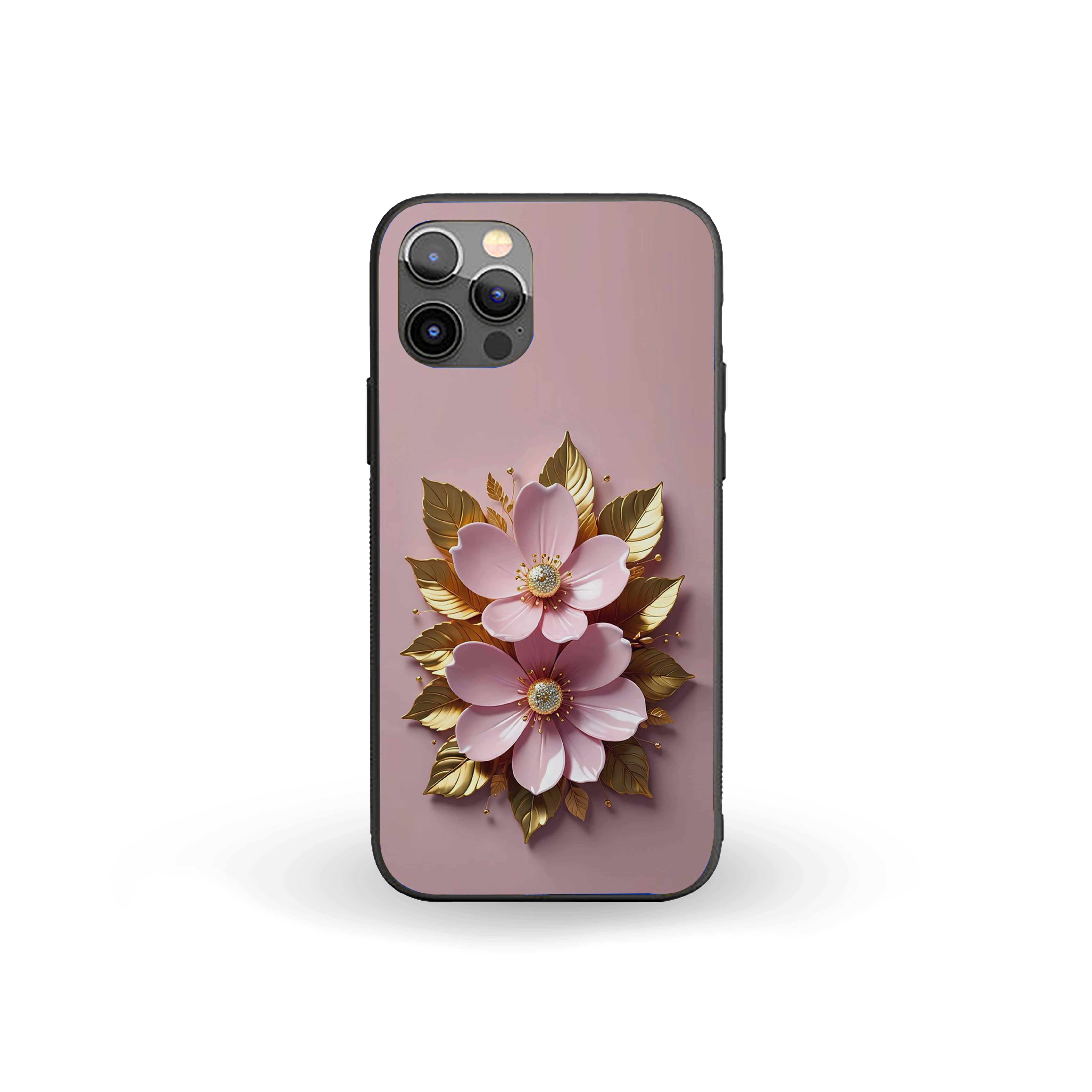 Golden Leaf Flower Silicone Armored Phone Case