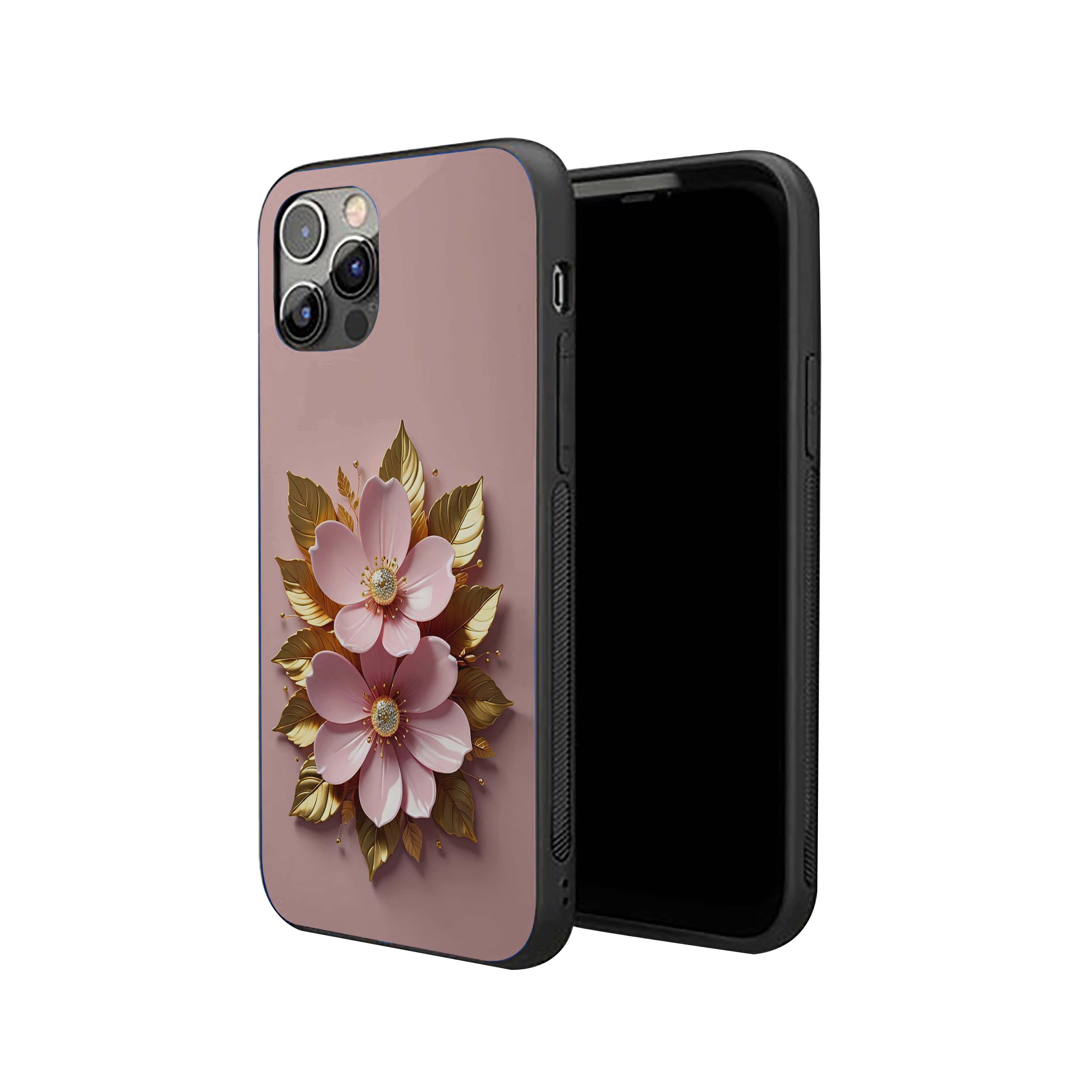 Golden Leaf Flower Silicone Armored Phone Case
