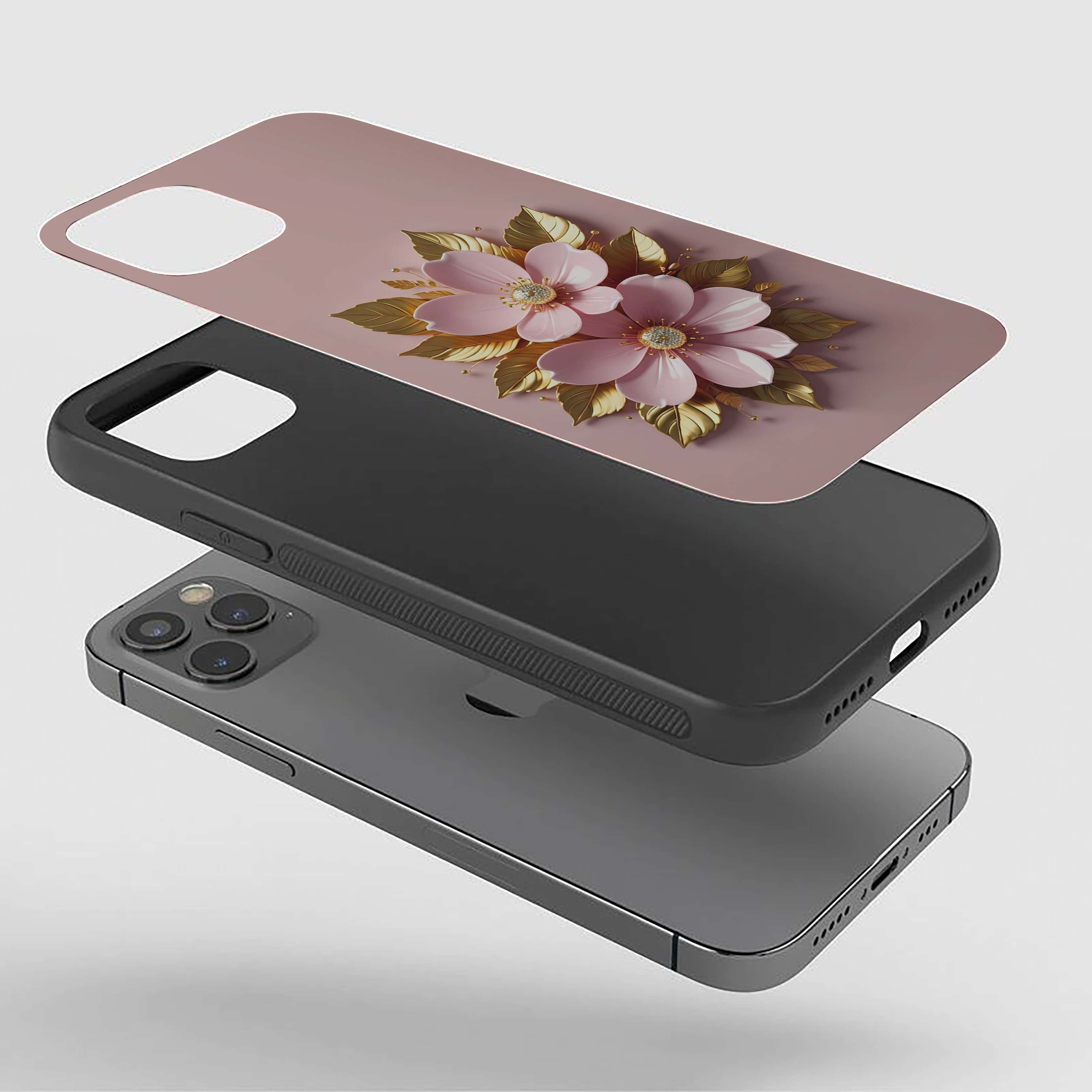Golden Leaf Flower Silicone Armored Phone Case