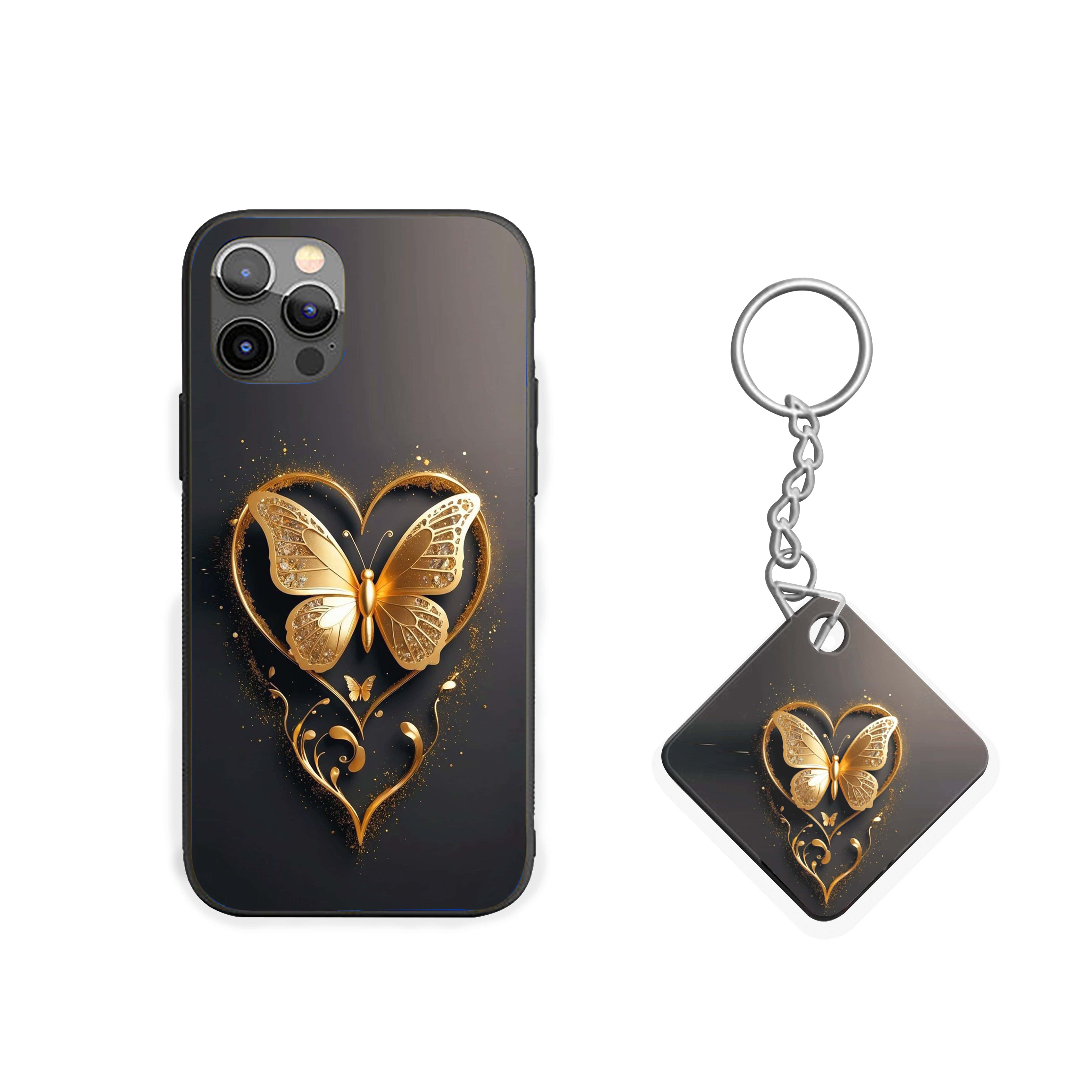 Golden Butterfly Heart Silicone Armored Phone Case