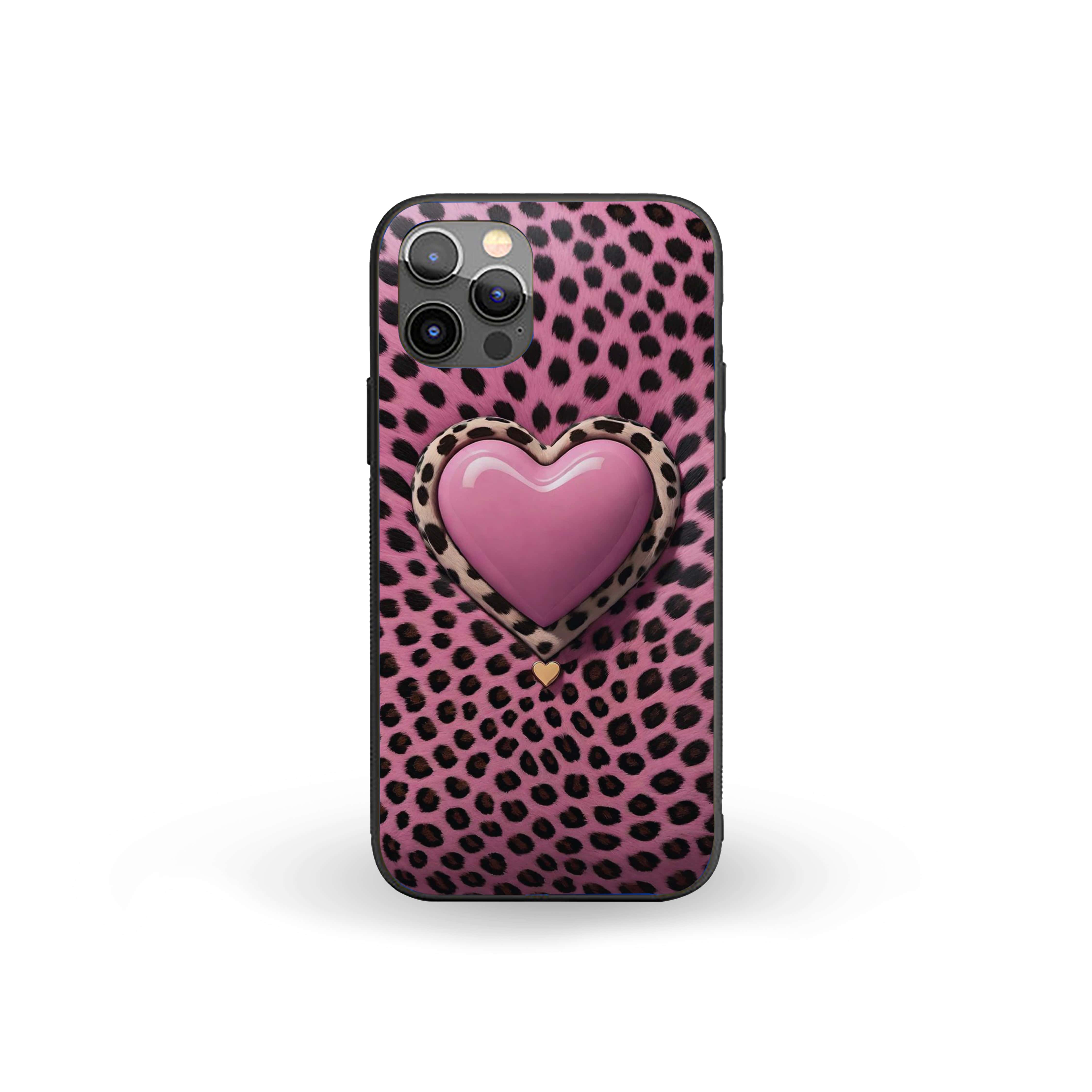 Pink Black Heart Girls Silicone Armored Phone Case