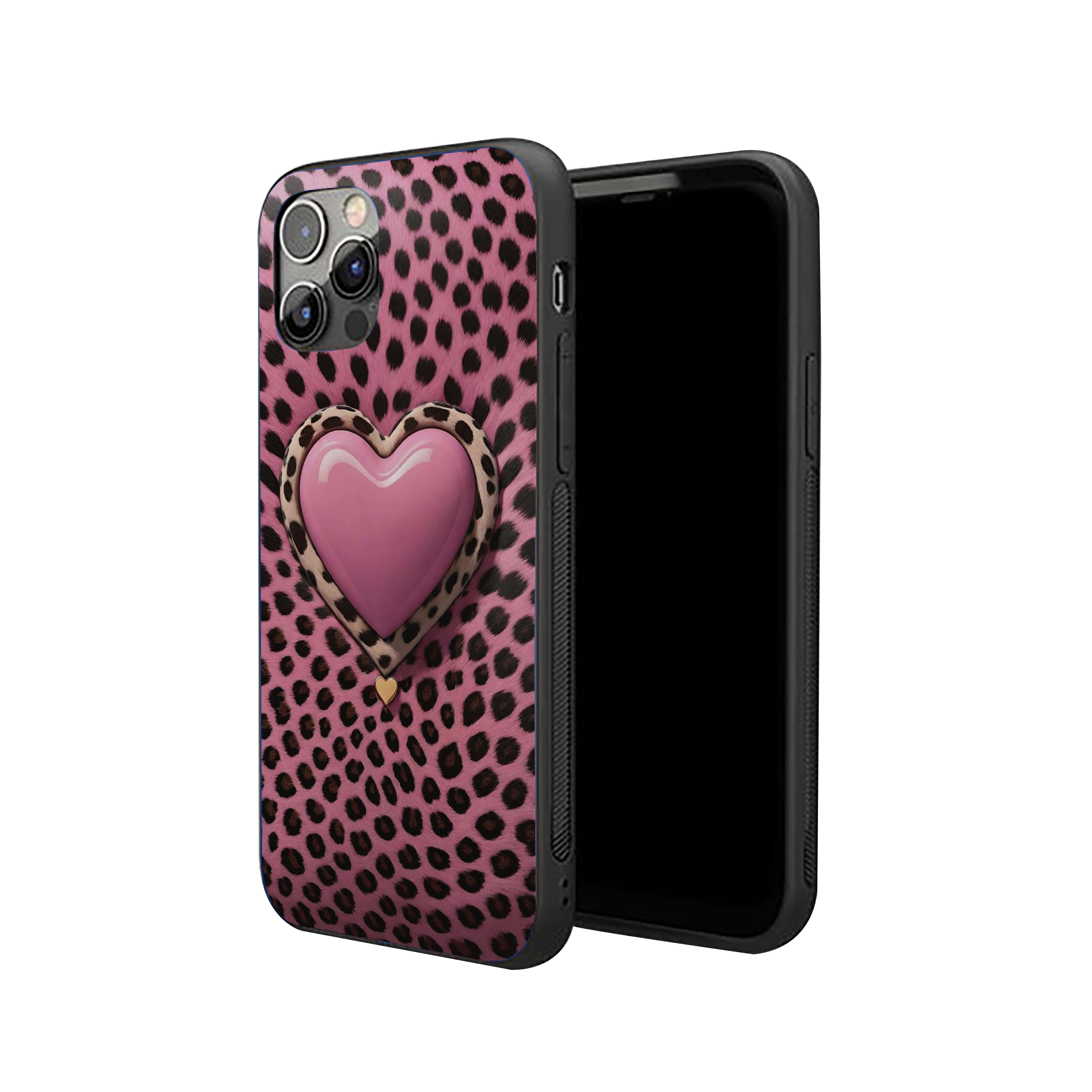 Pink Black Heart Girls Silicone Armored Phone Case
