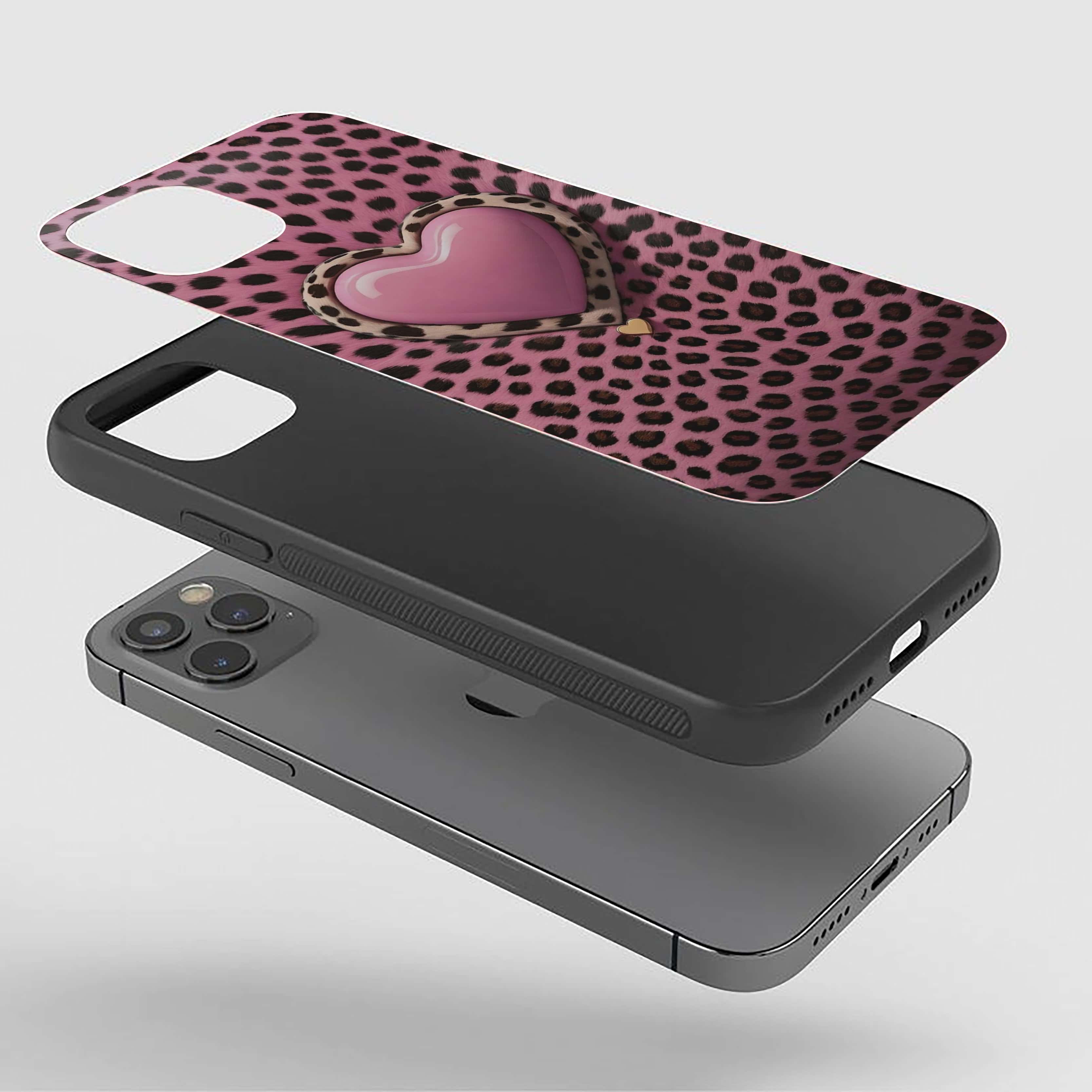 Pink Black Heart Girls Silicone Armored Phone Case