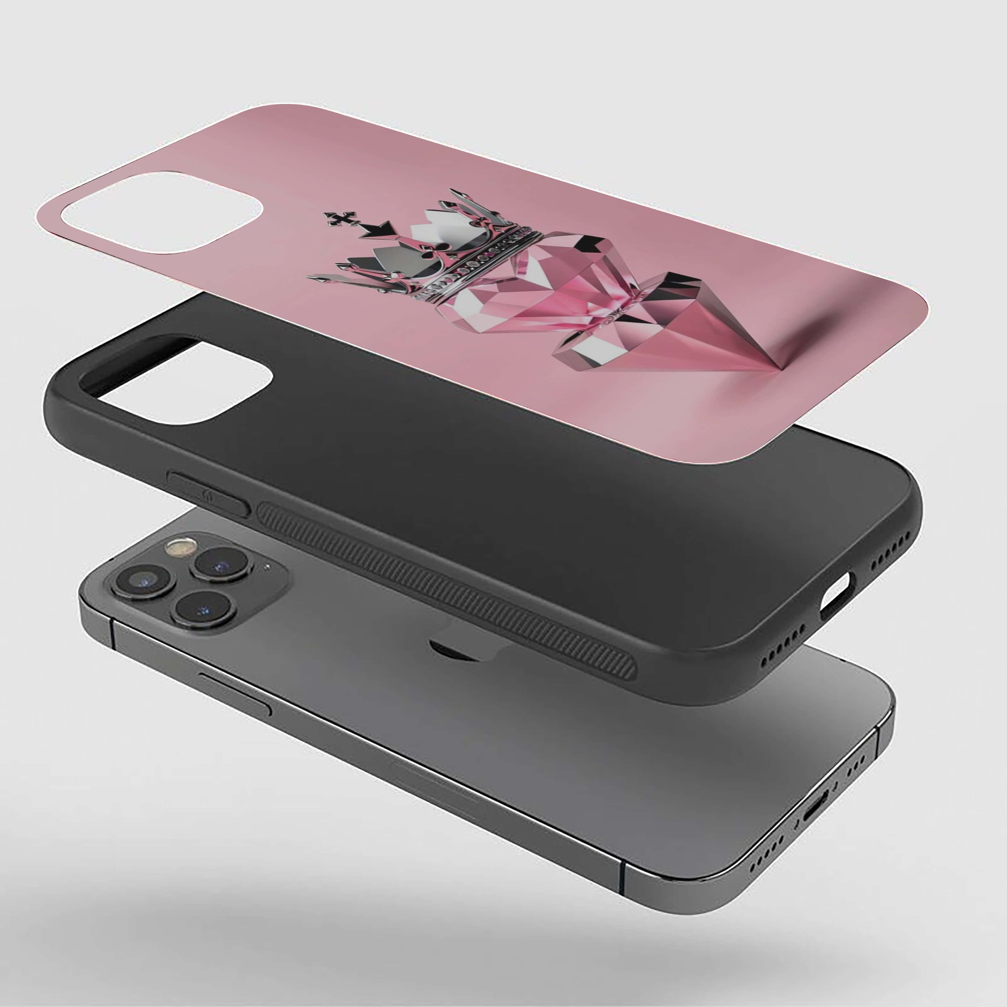 Diamond Shape Heart Girls Silicone Armored Phone Case