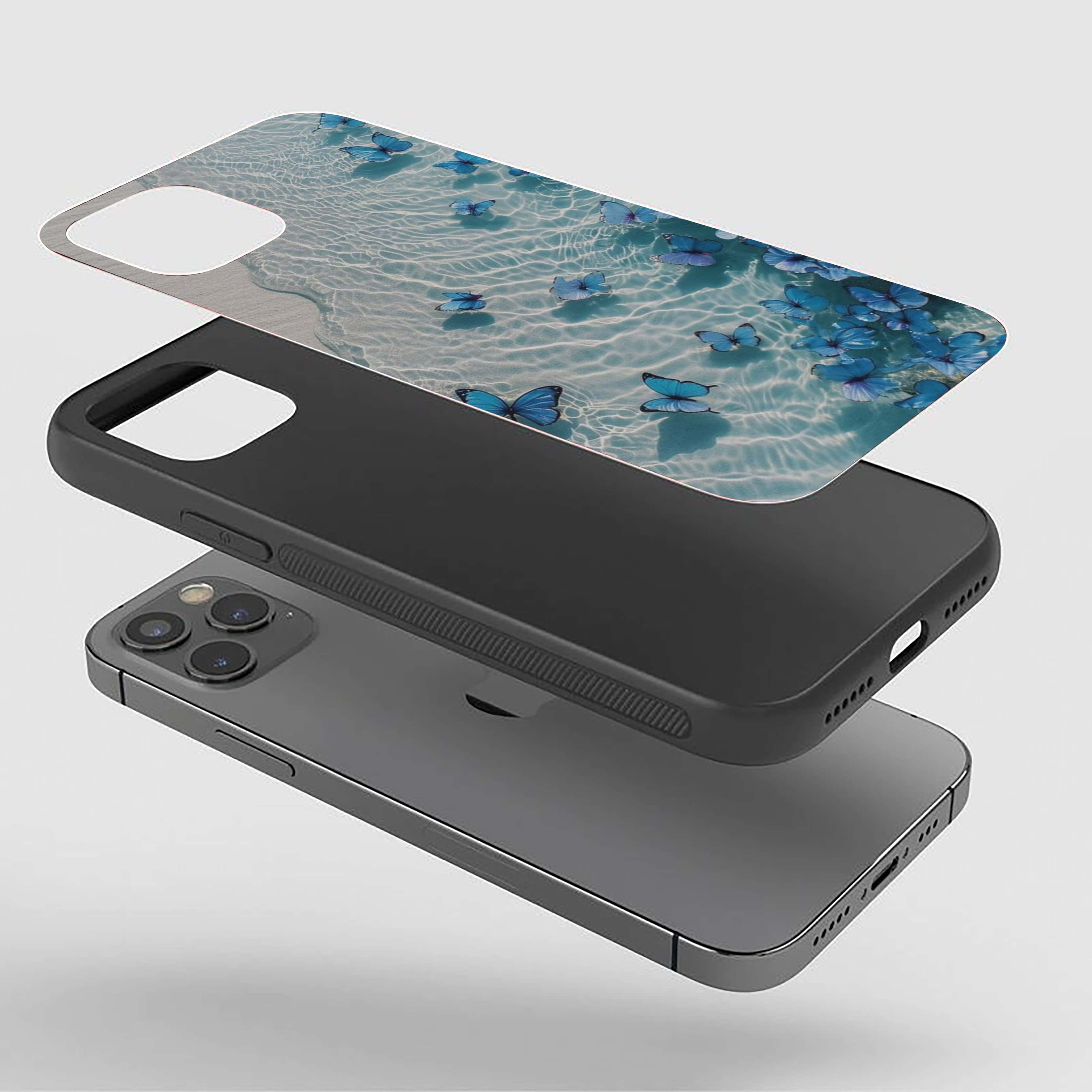 Blue Butterfly Girls Silicone Armored Phone Case