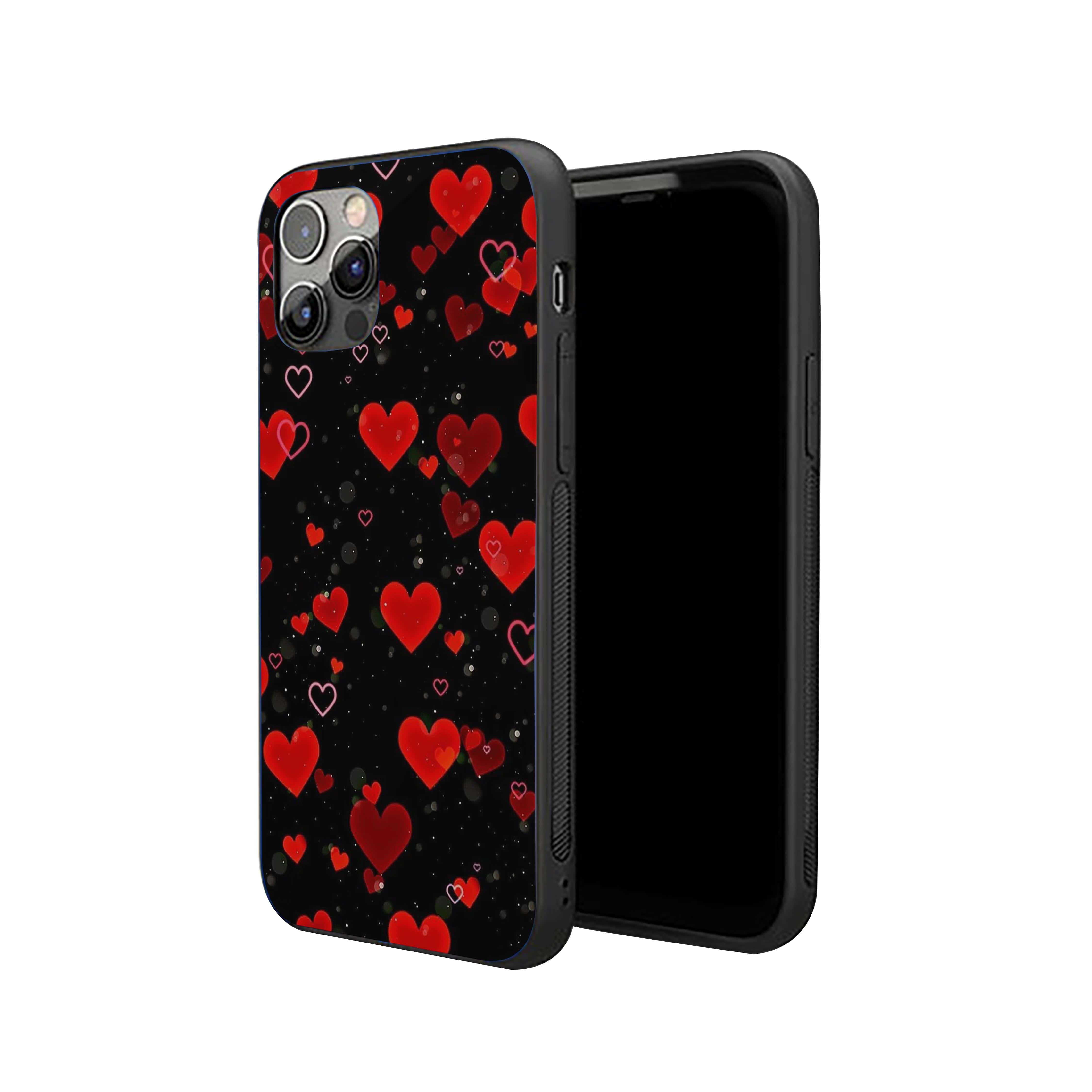 Heart With Black Background Silicone Armored Phone Case